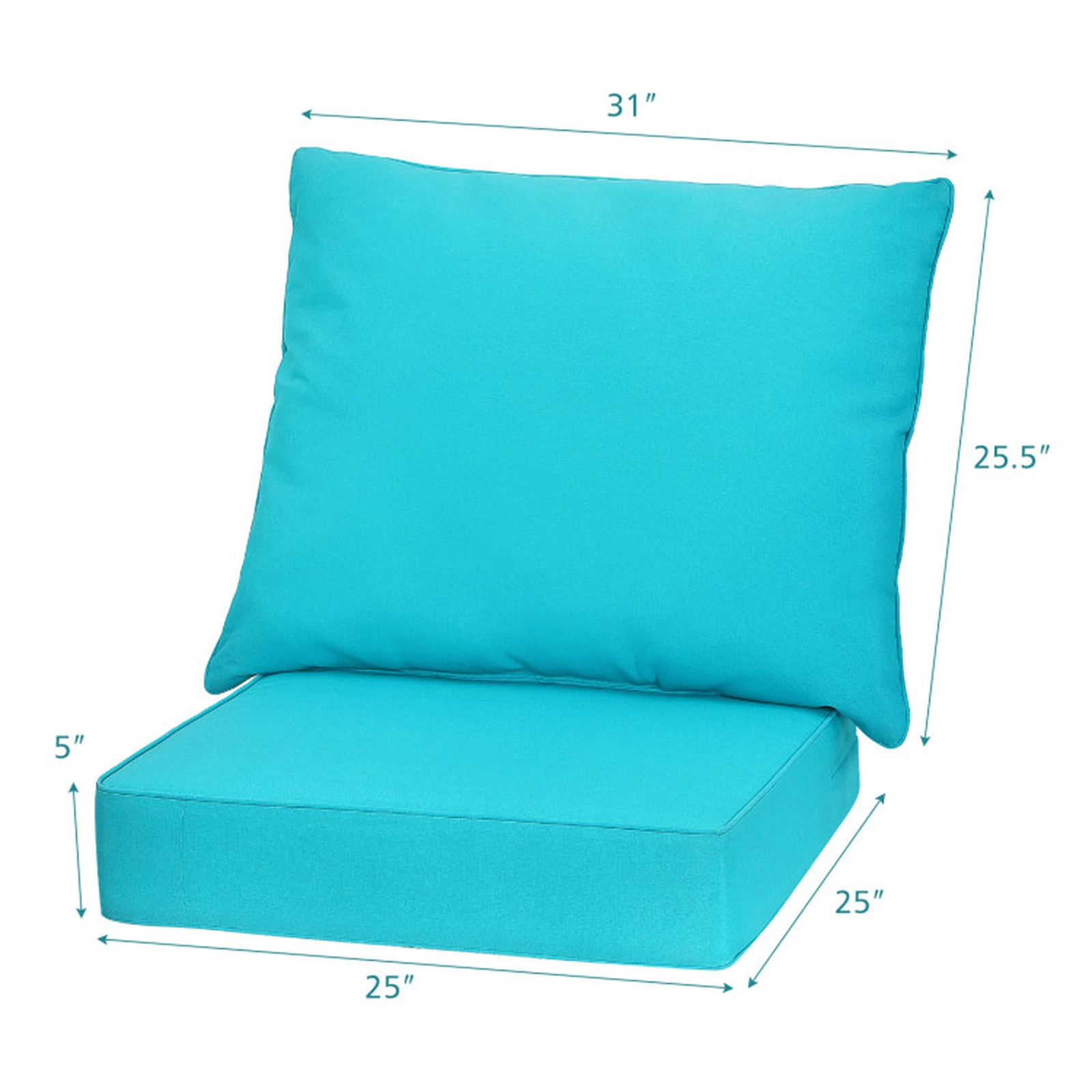 SUGIFT Deep Seat Chair Cushion Pads Set with Rope Belts for Indoor and Outdoor Turquoise