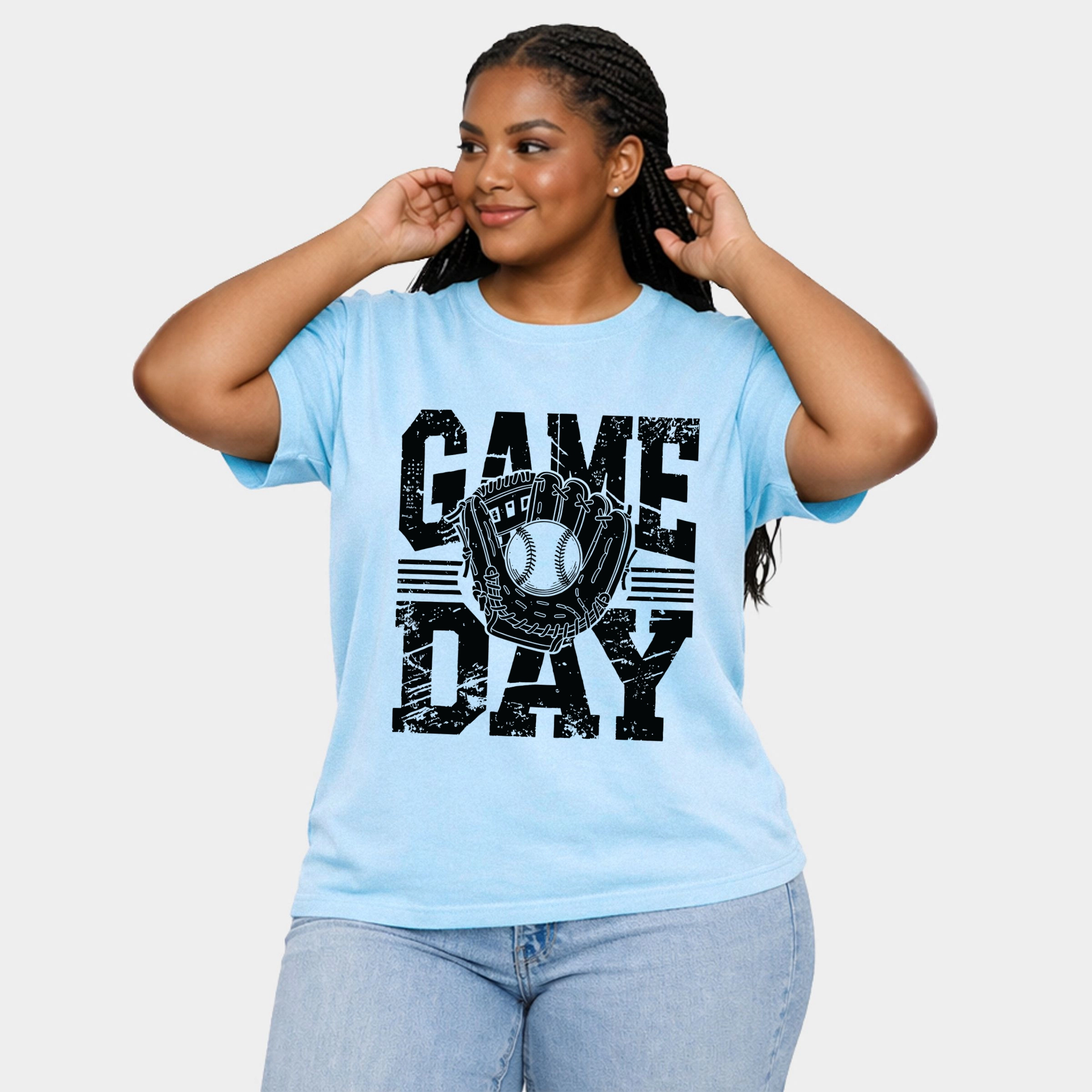 Simply Sage Market - Baseball Game Day Glove Women's Plus Sized Garment Dyed Graphic T-Shirt