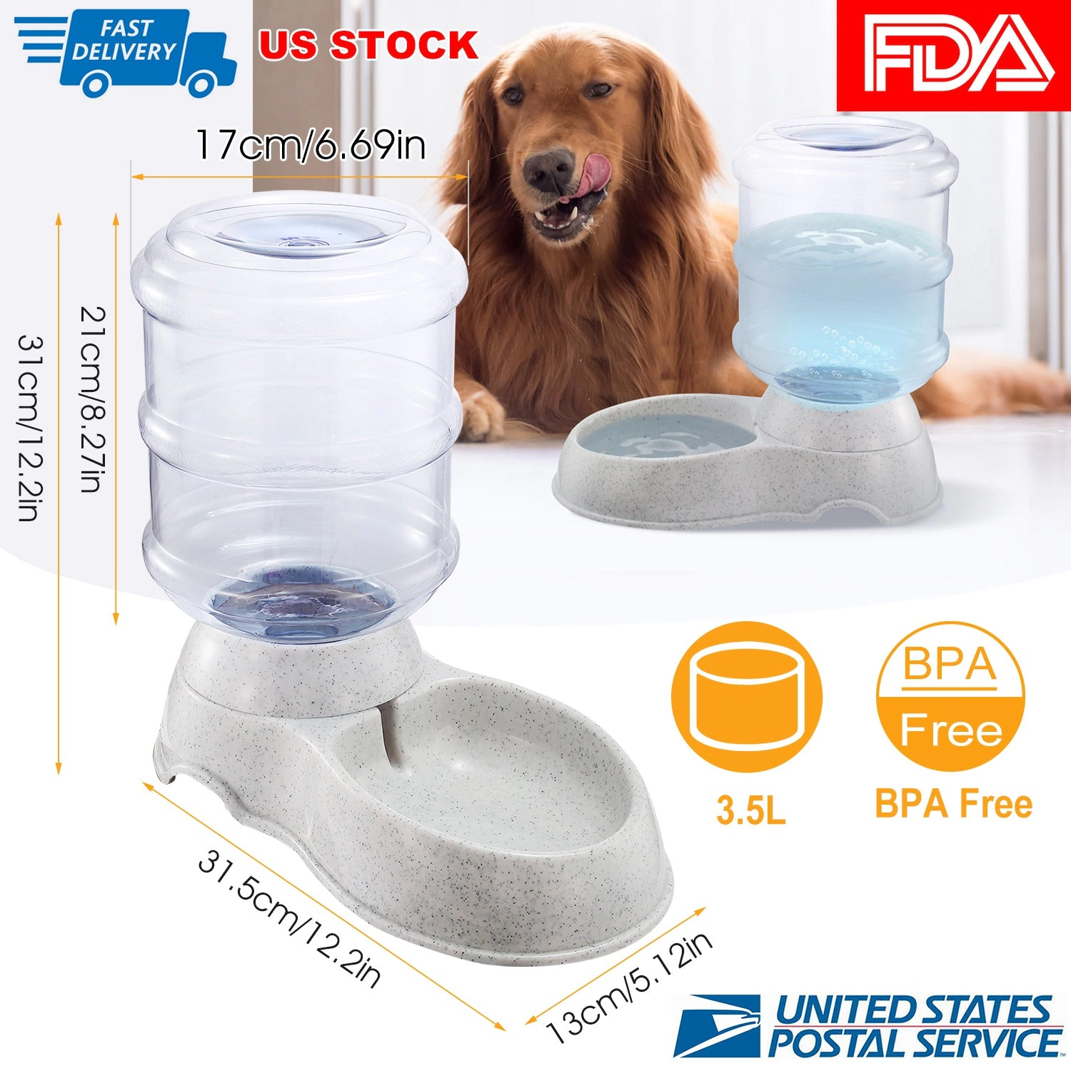 GBruno 3.5L Gravity Pet Water Dispenser