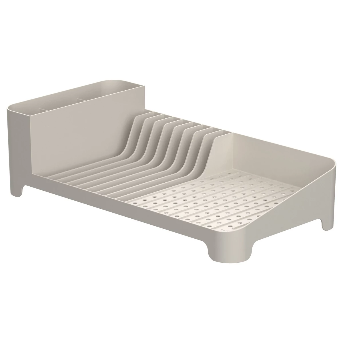 OU Dish Drying Rack Freestanding Polypropylene w/ Utensil Holder, Compact Kitchen Drainer 16" x 8"