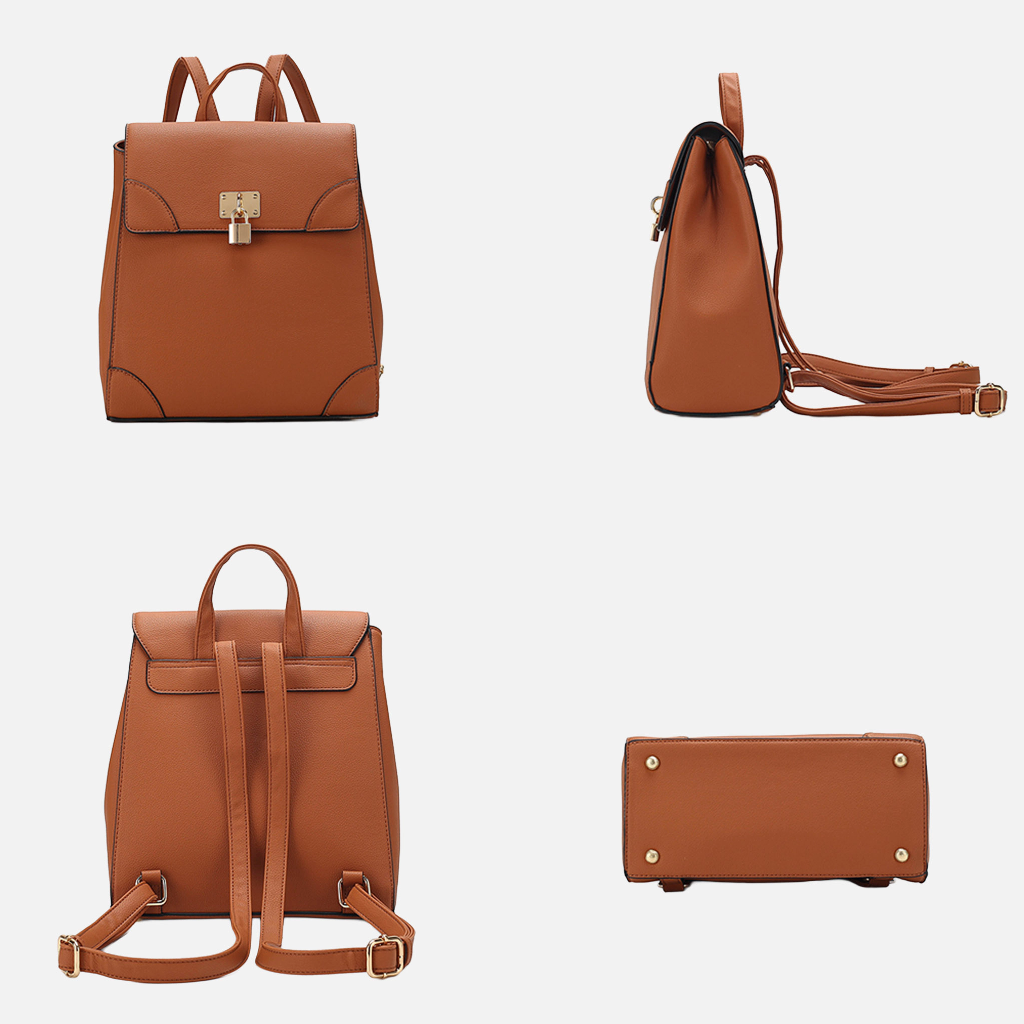 Mia K Collection Sansa Vegan Leather Backpack Purse, Gold Hardware
