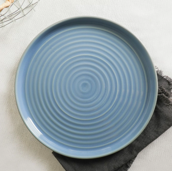 Stone Lain Elica 12-Piece Stoneware Dinnerware Set, Service for 4, Blue and Grey