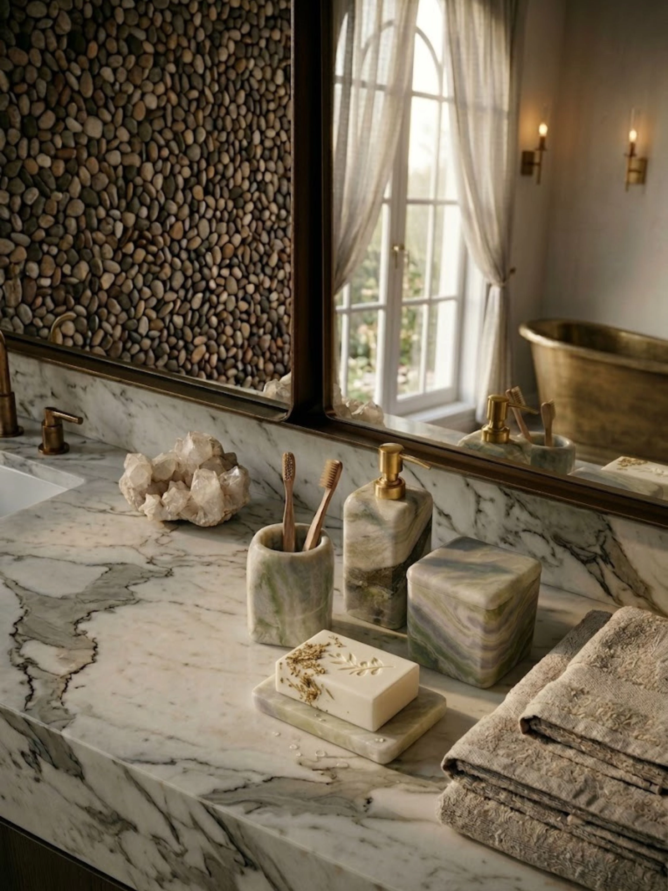 GAURI KOHLI Hanoi Green Onyx Bath Accessories