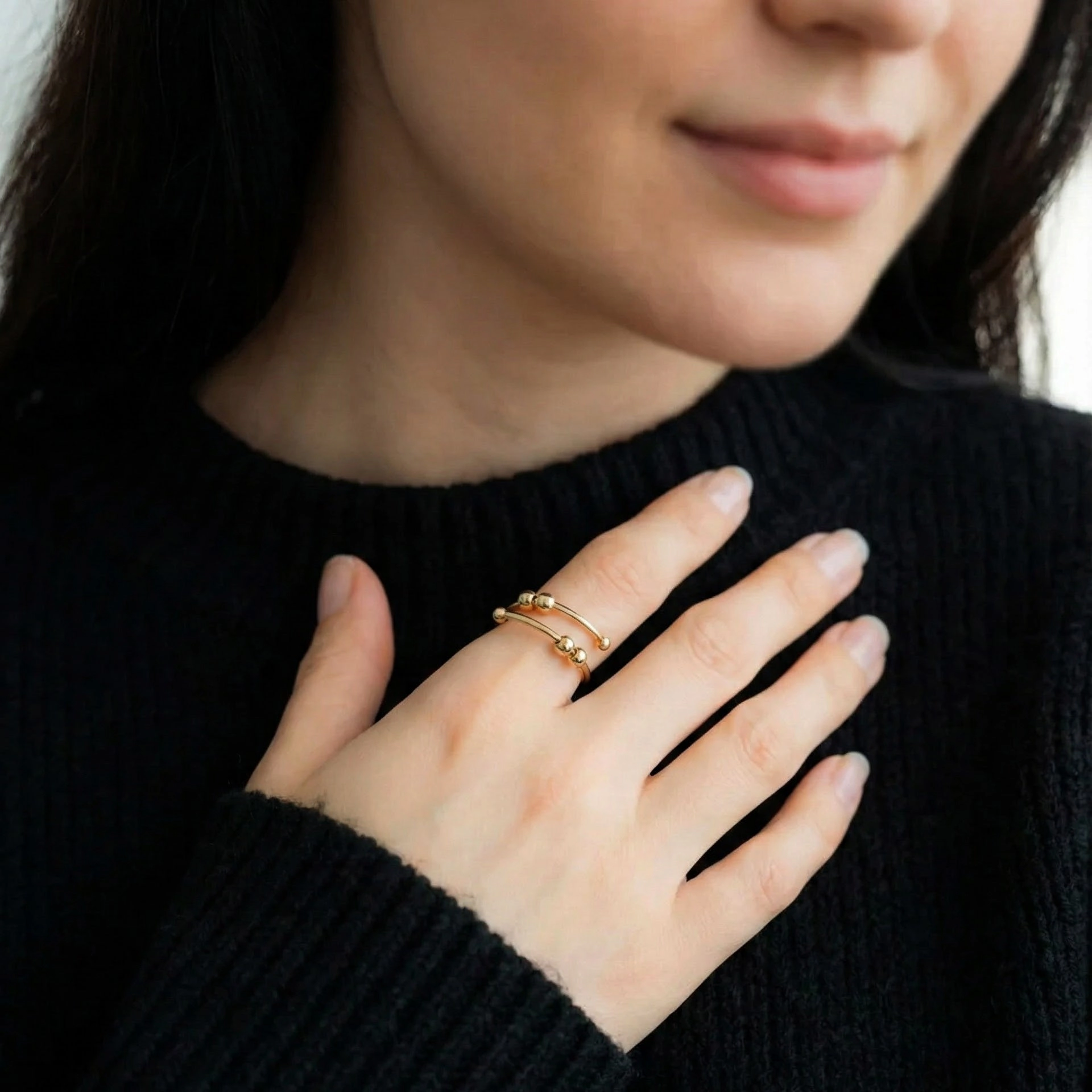 Mint & Lily Women's Adjustable Beaded Fidget Ring