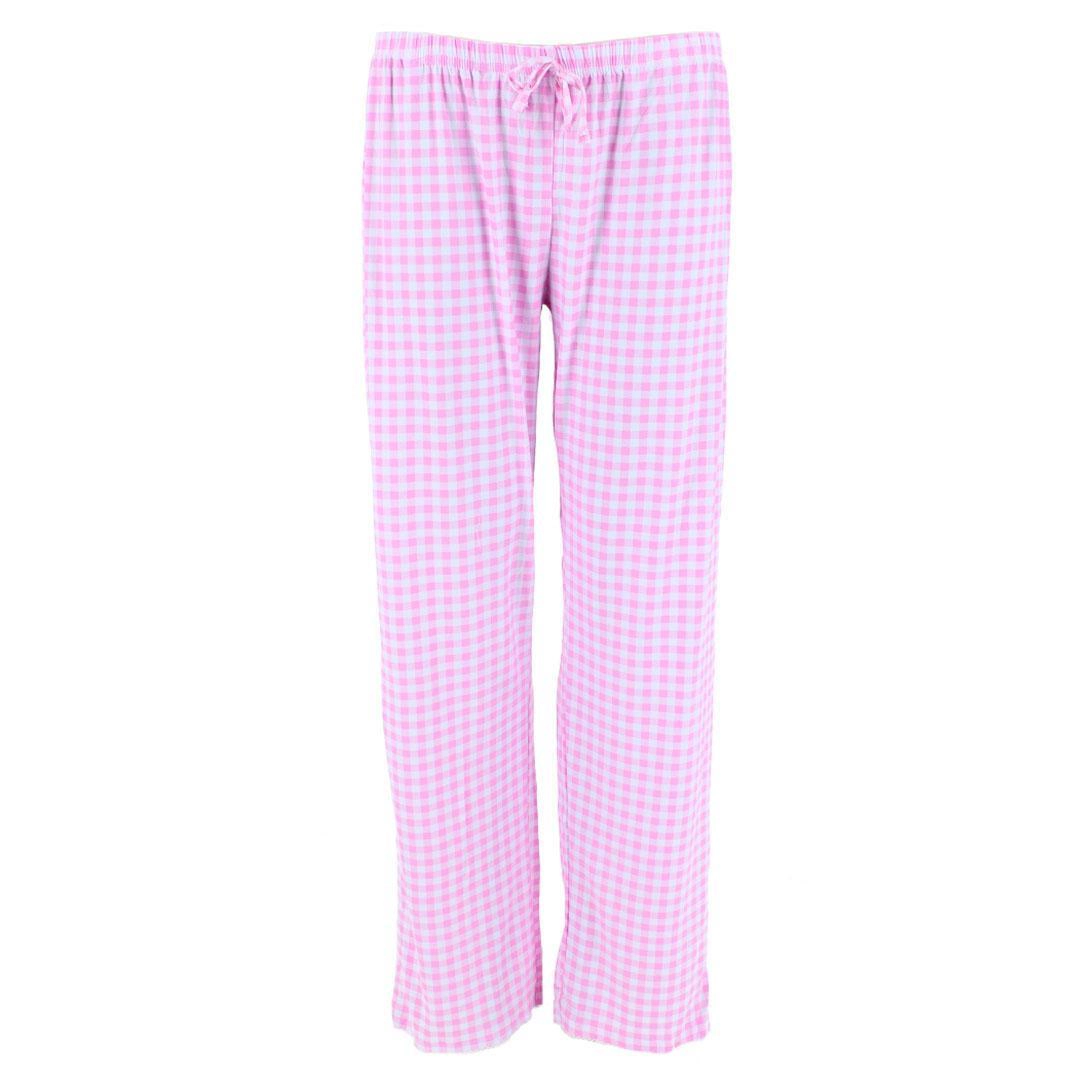 CTM Women's Gingham Notched Collar Pajama Set