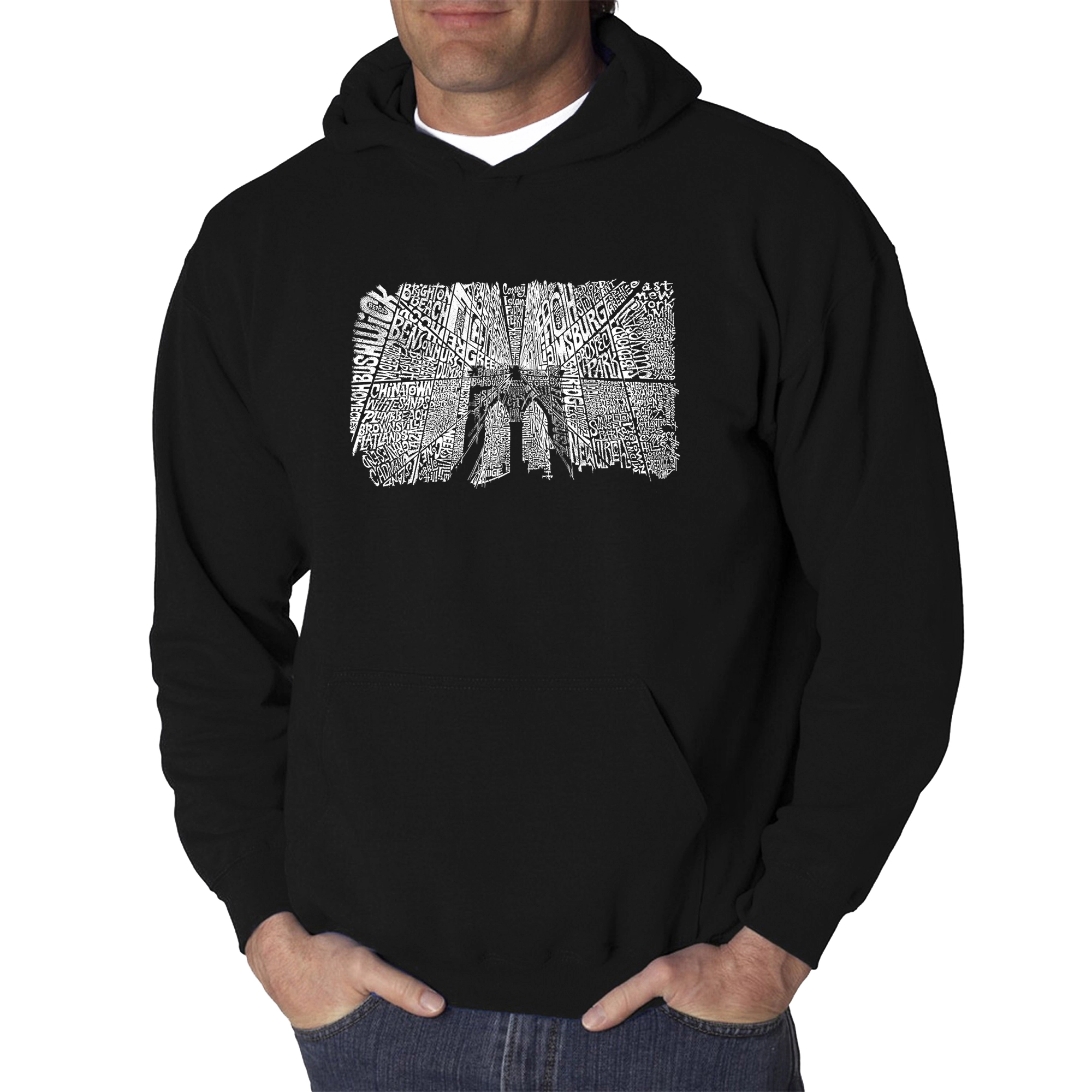 LA Pop Art Brooklyn Bridge - Men's Word Hooded Sweatshirt
