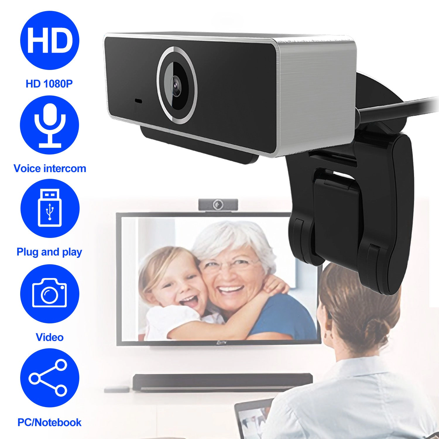 GBruno 1080P Auto Focus Webcam With Microphone