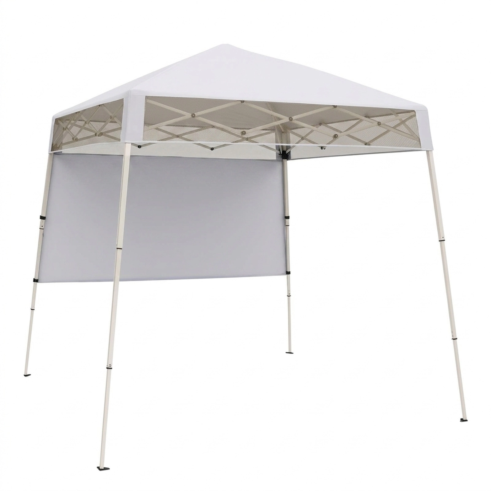 SUGIFT White Instant Slant Leg Pop Up Canopy Tent with 1 Half Sidewall and Carry Bag 7-ft W 7-ft D 7.4-ft H