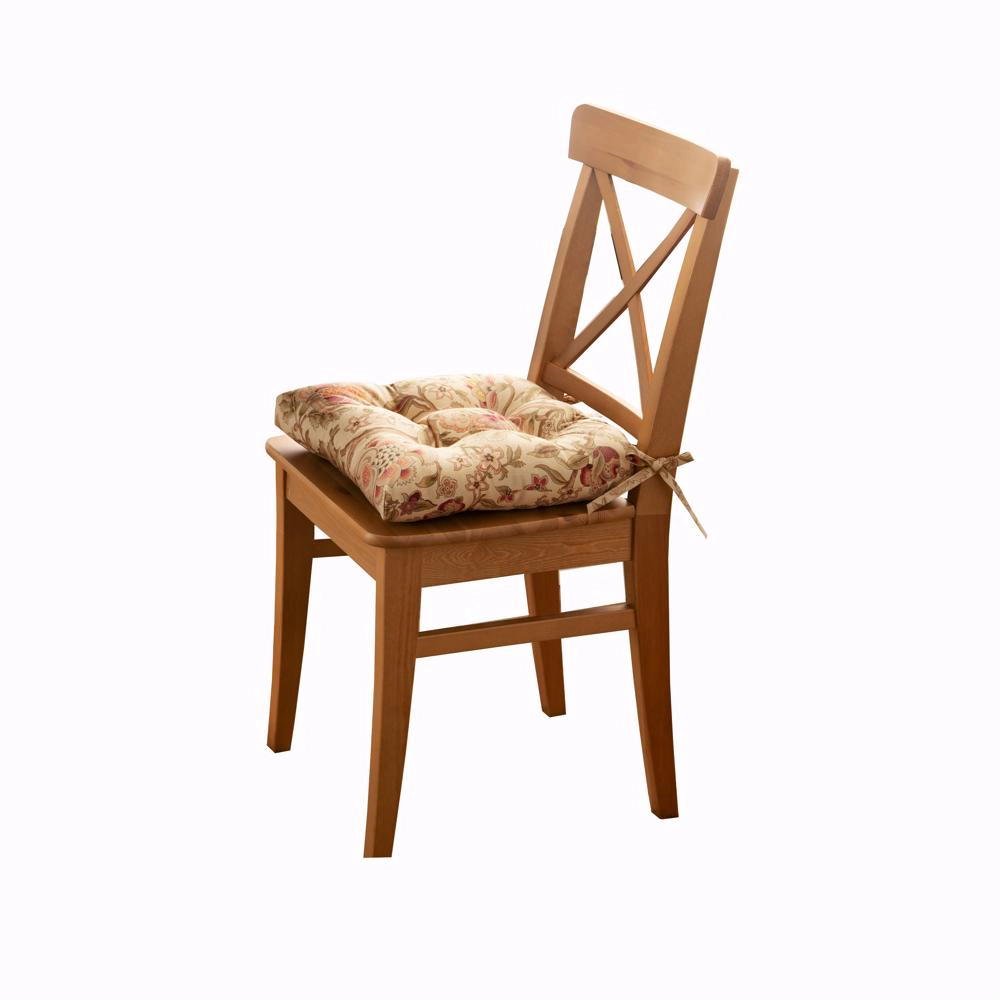 Ellis Curtain Regency Jacobean Floral Soft Reversible Chair Polyester Fill Cushions Pad 15"x14" Antique