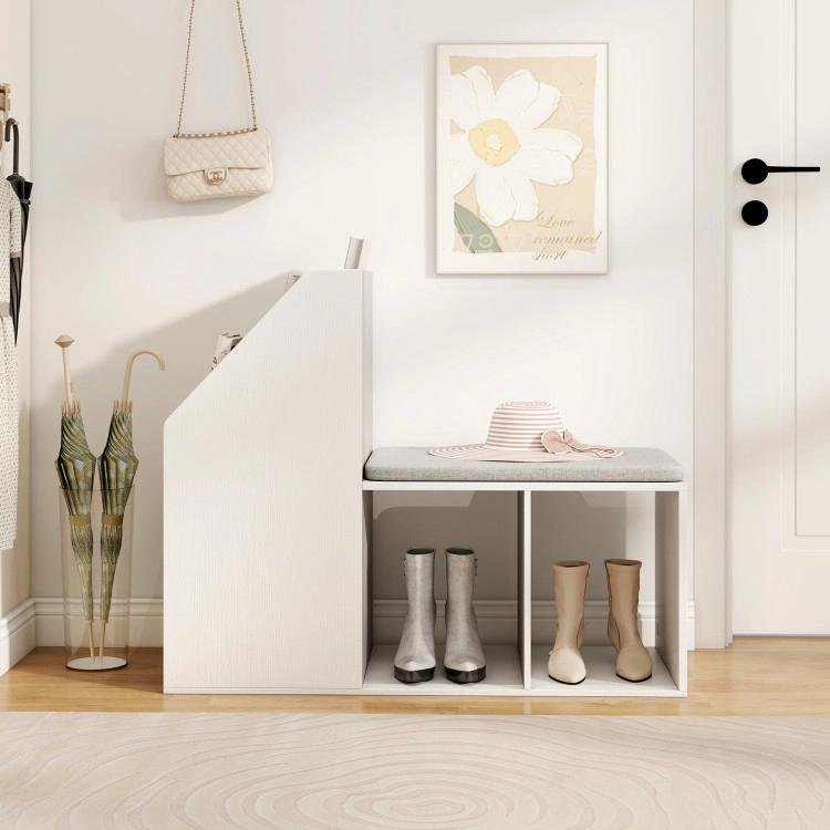 Hivvago Shoe Storage Bench with Removable Seat Cushion and 6 Storage Compartments