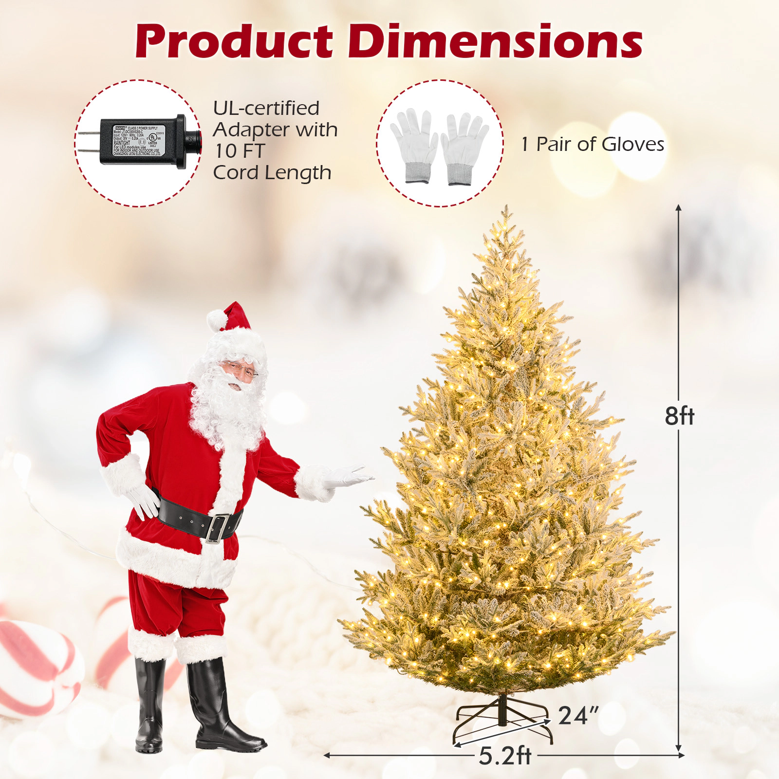 SlickBlue Snow Flocked Christmas Tree with Warm White LED Lights