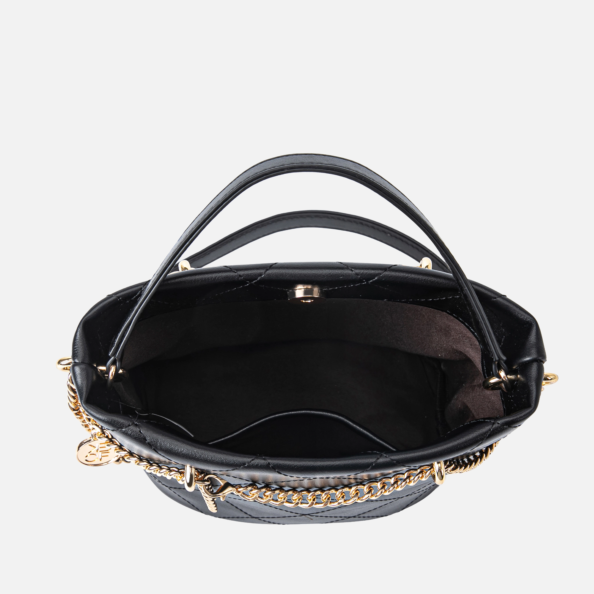 MKF Collection by Mia K Damaris Quilted Faux Leather Crossbody Bag - Gold-Tone Chain, Top Handle