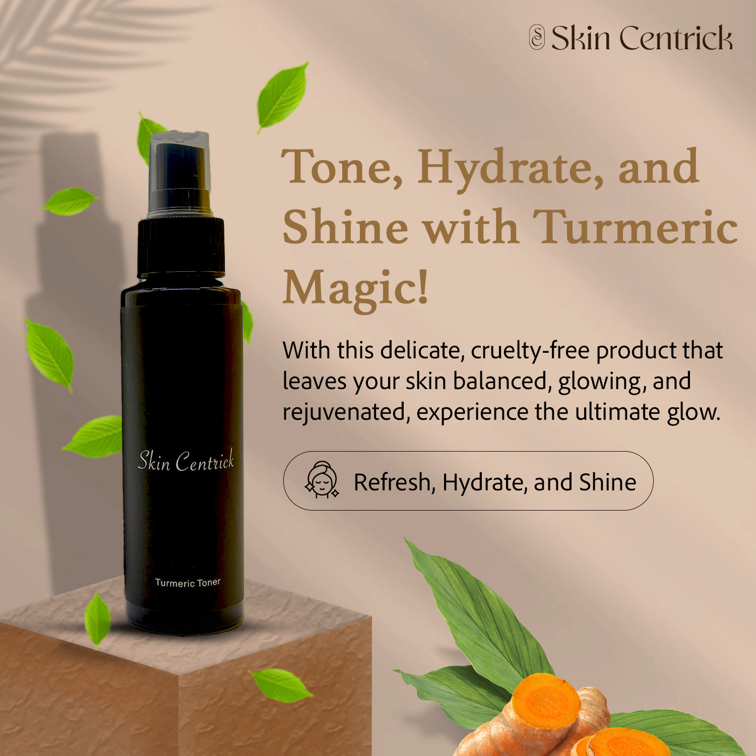Skin Centrick Turmeric Facial Toner, Hydrating Care with Turmeric and Aloe Vera for Dry, Dull-Looking Skin, 100 mL