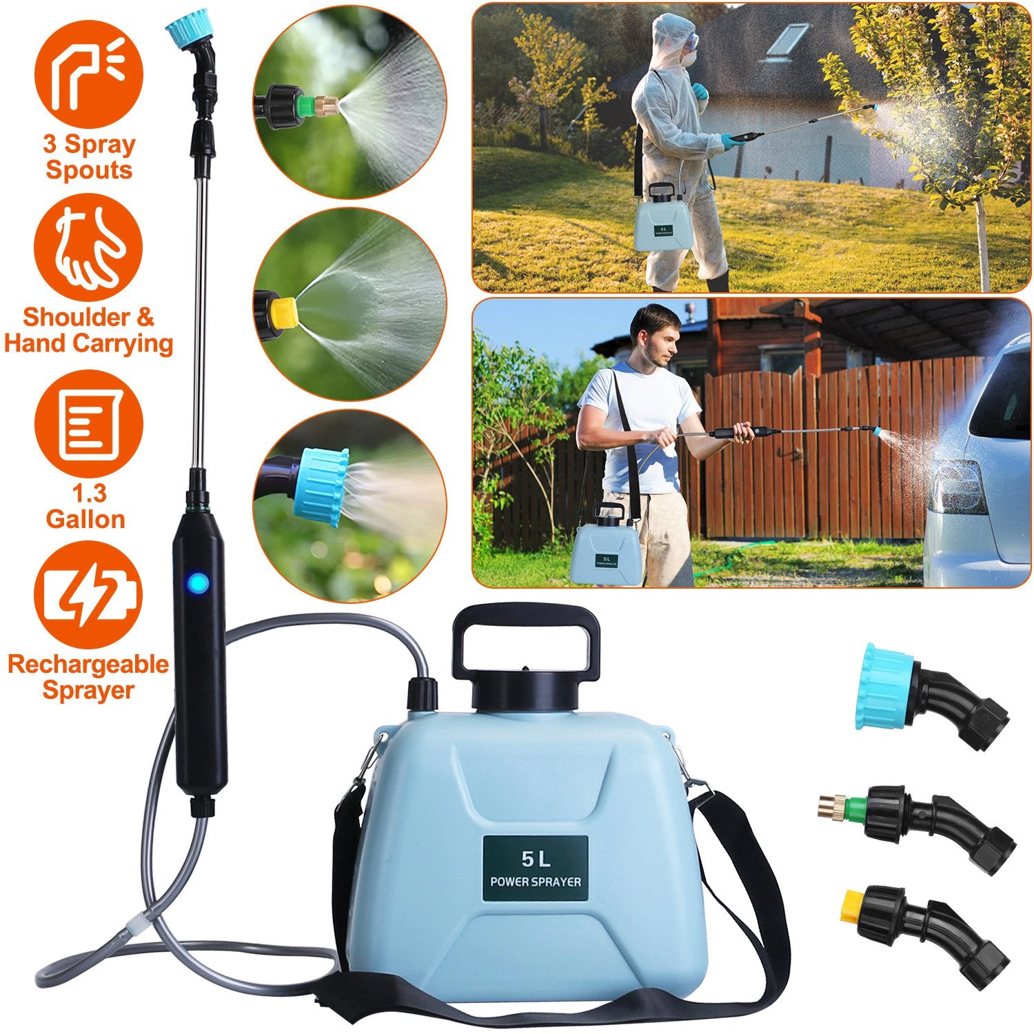 GBruno 5L Rechargeable Electric Plant Sprayer