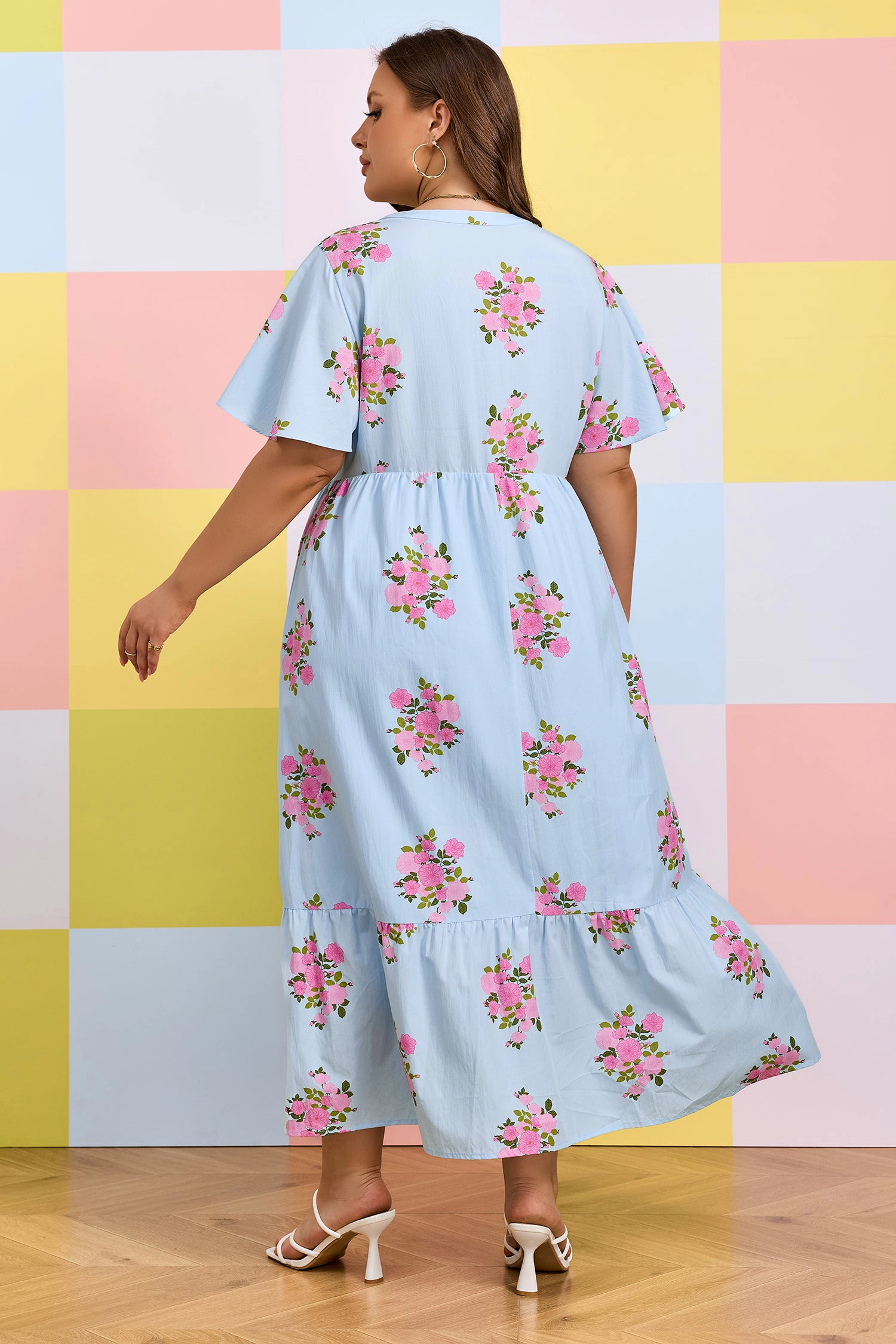 Threaded Pear Women's Lucy Print Scalloped Trim PLUS Dress