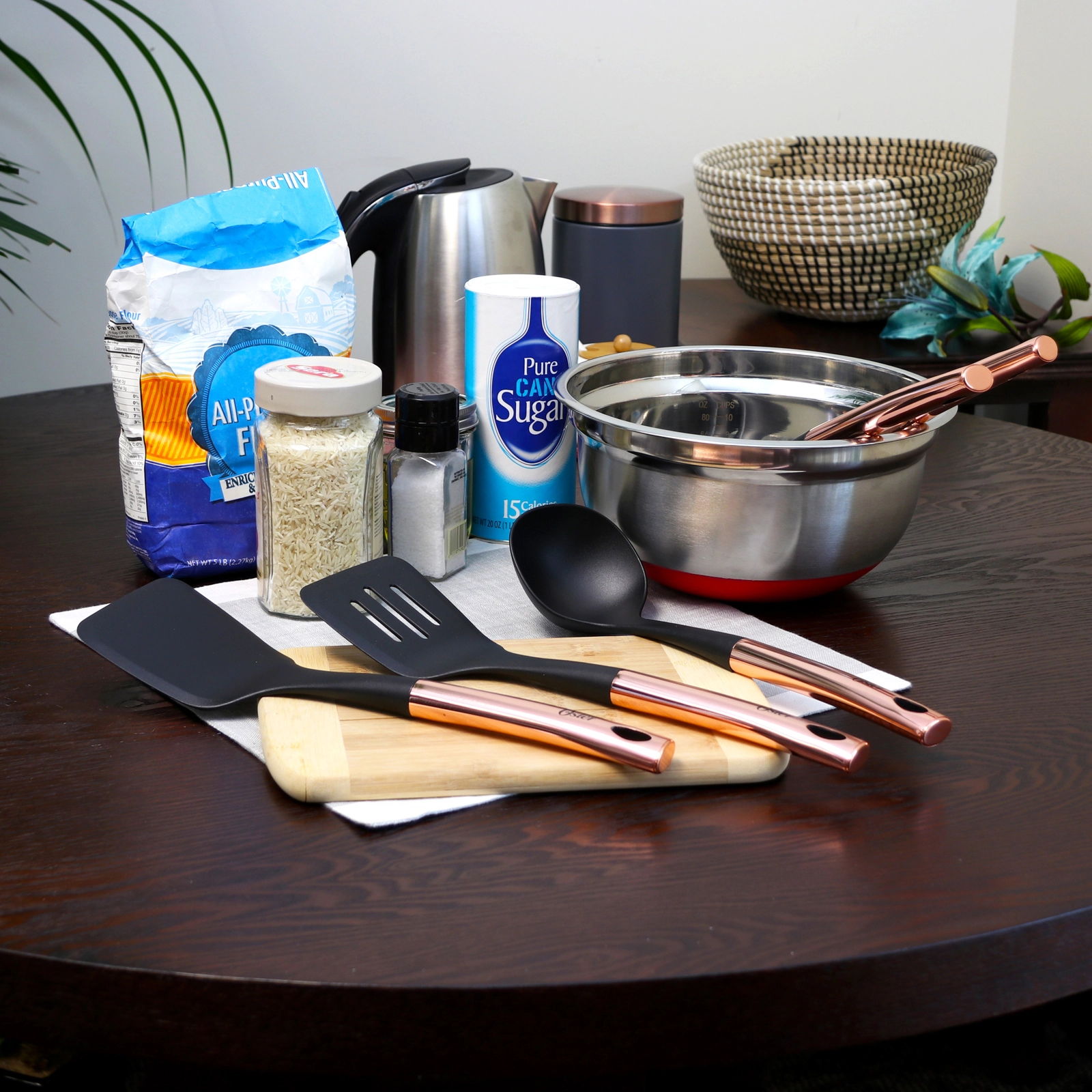 Oster Kitchen Bliss Kitchen Tools Set with Rose Gold Handle, Set of 5