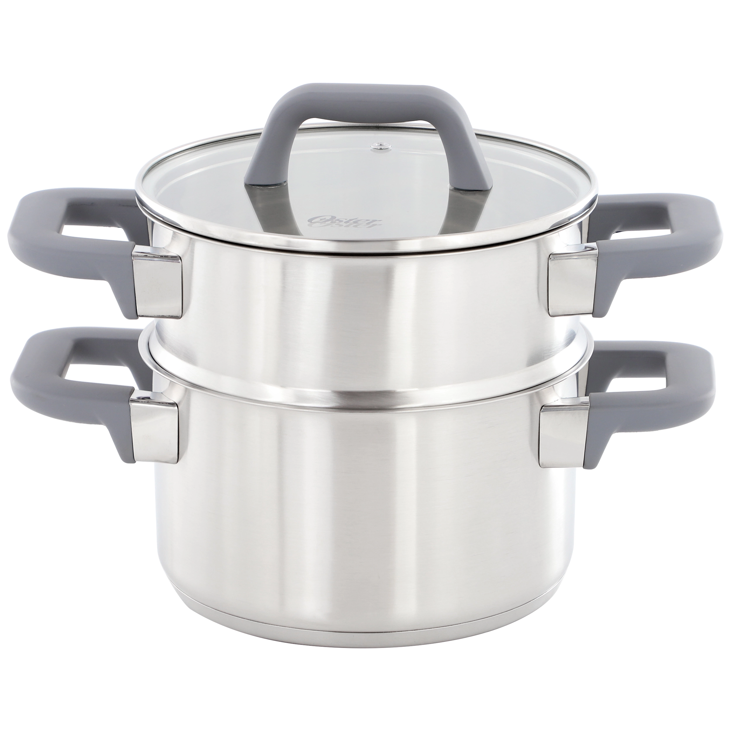 Oster Beauford 3 Piece 2.9 Quart Stainless Steel Steamer Set with Lid