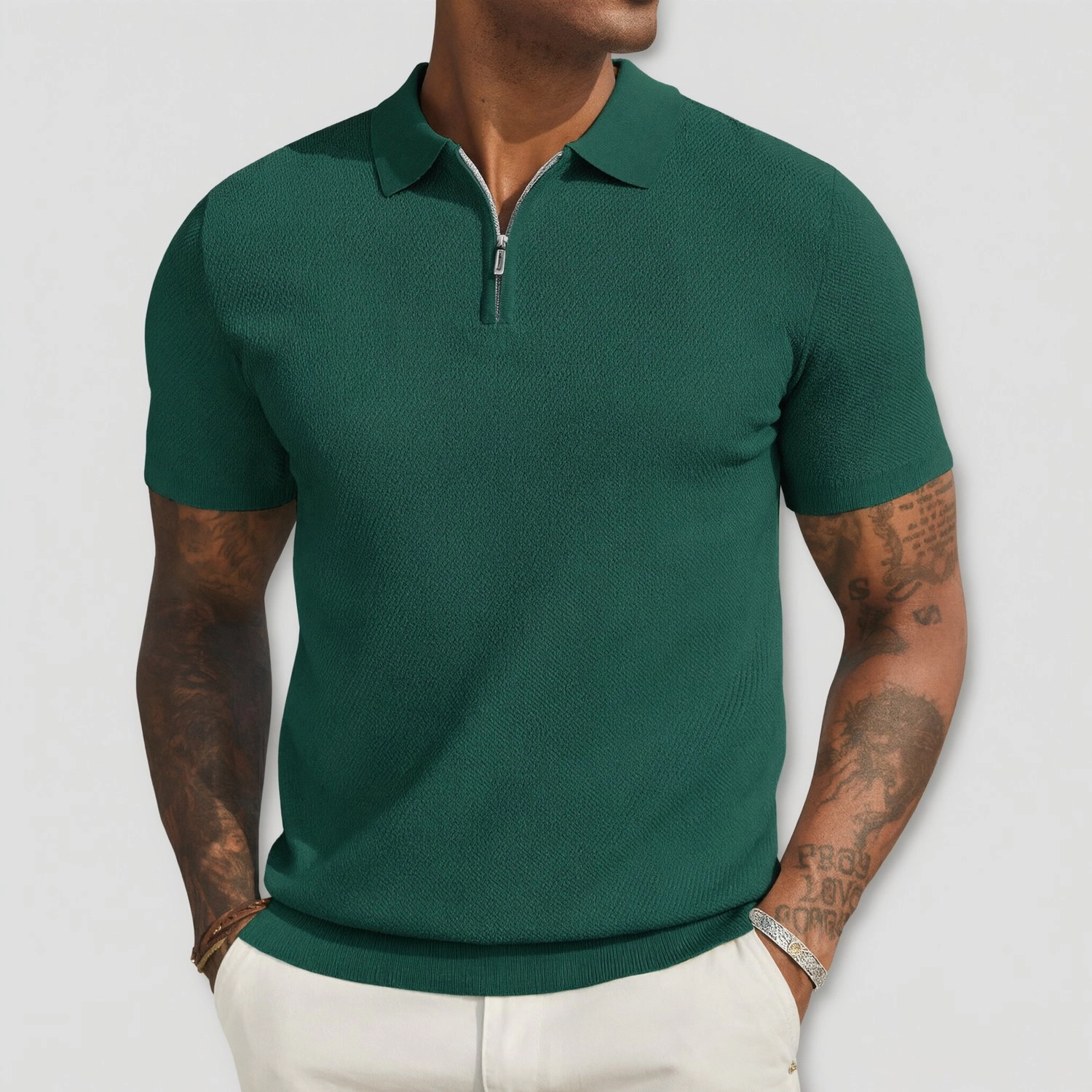 COOFANDY Short Sleeve Polo Shirts Summer Half Zip Collar Textured Casual Tops