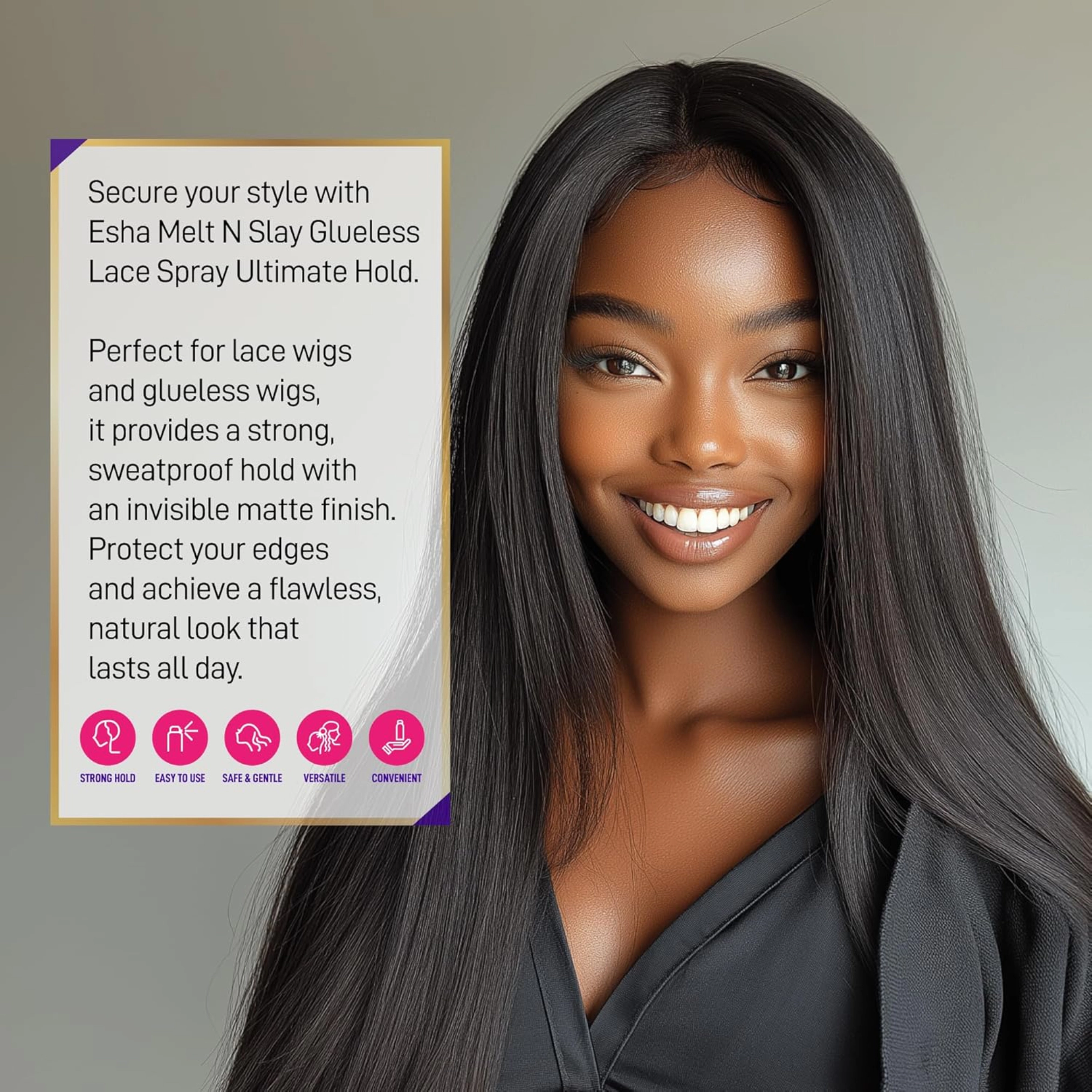 Esha Unisex  Ultimate Strong Hold Lace Wig Melt N Slay Glueless Lace Spray