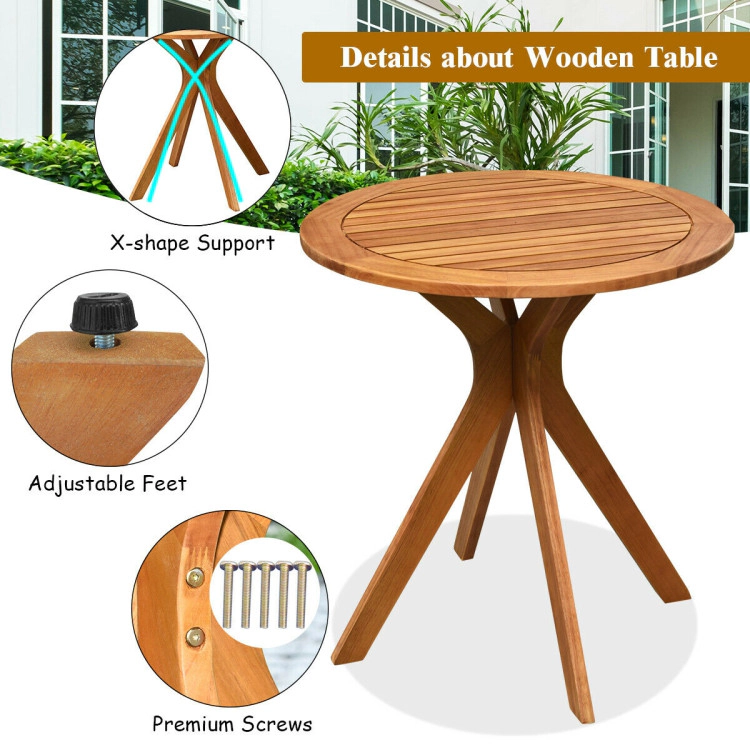 Hivvago 27 Inchoutdoor Round Solid Wood Coffee Side Bistro Table