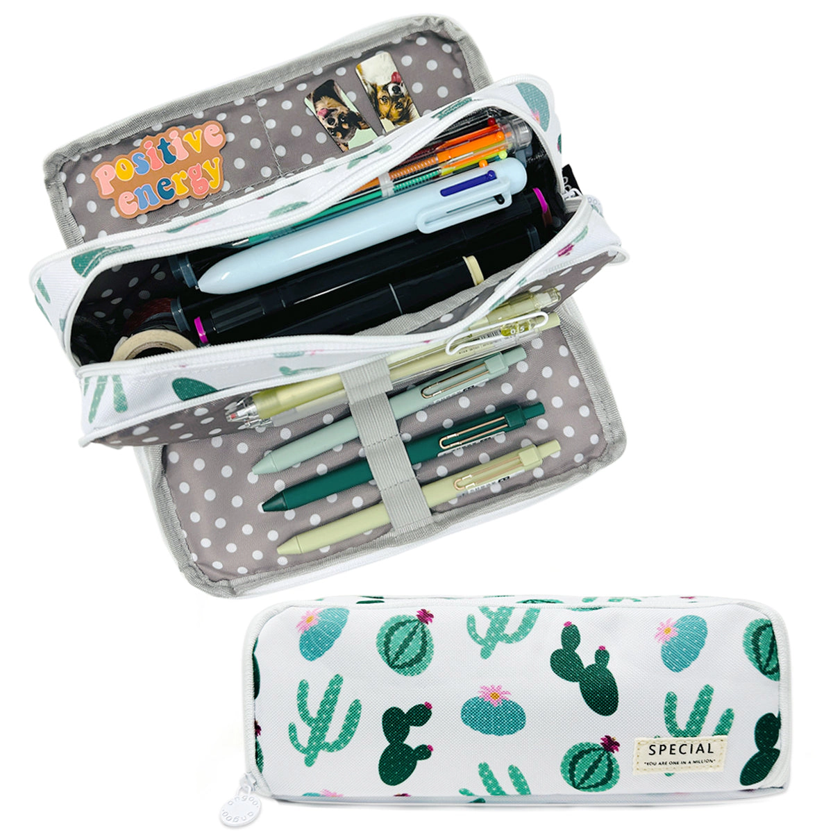 Wrapables Large Capacity Pencil Case, 3 Compartment Pencil Pouch for Stationery Pens