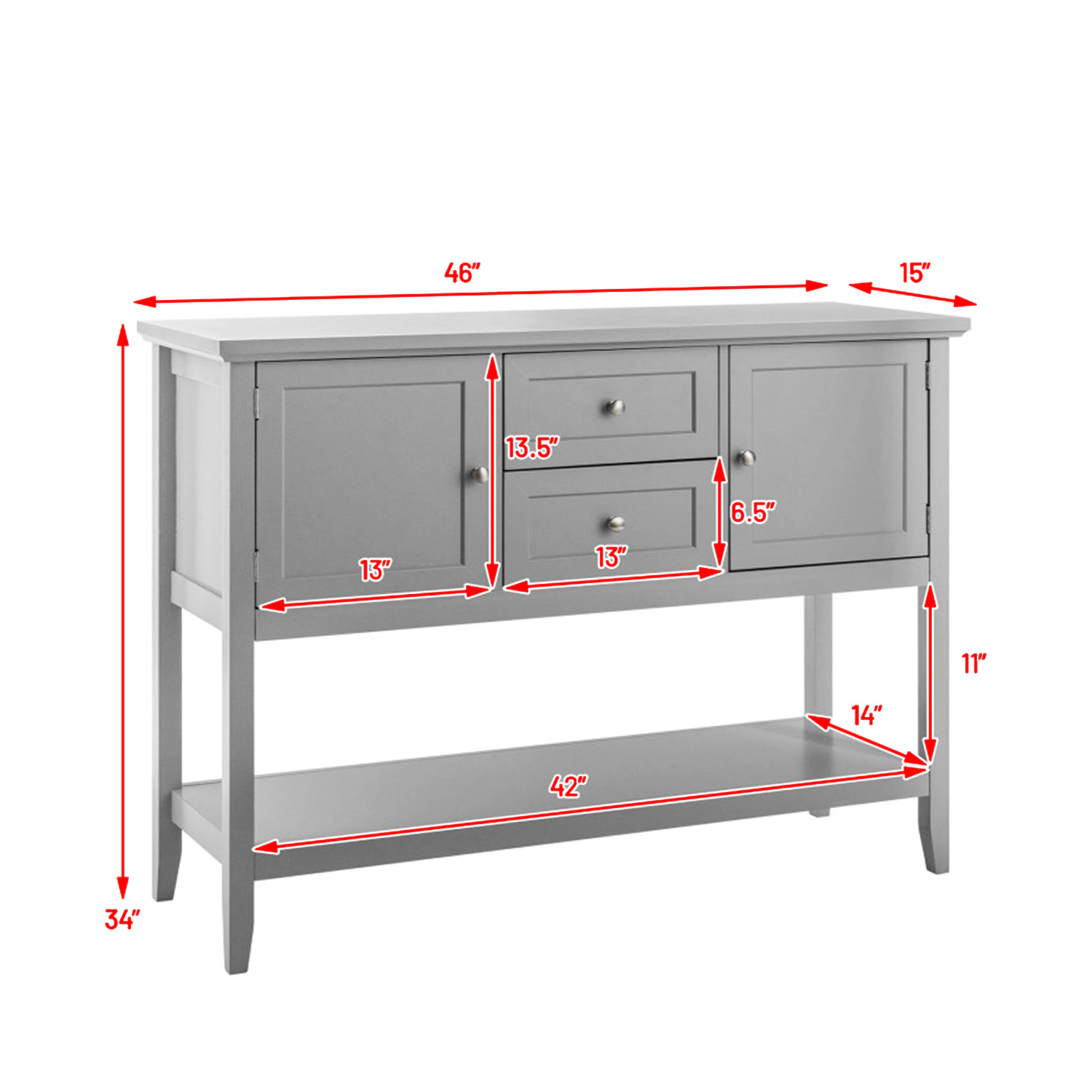 Hivvago Multi-Drawer Wooden Sideboard Table for Dining or Living Areas