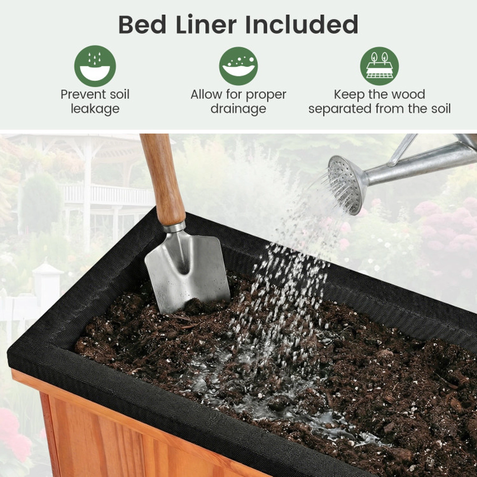 SUGIFT Wooden Raised Garden Bed with Drainage Holes and Liner Outdoor Planter Box 40-in Length 132-lb Capacity Orange