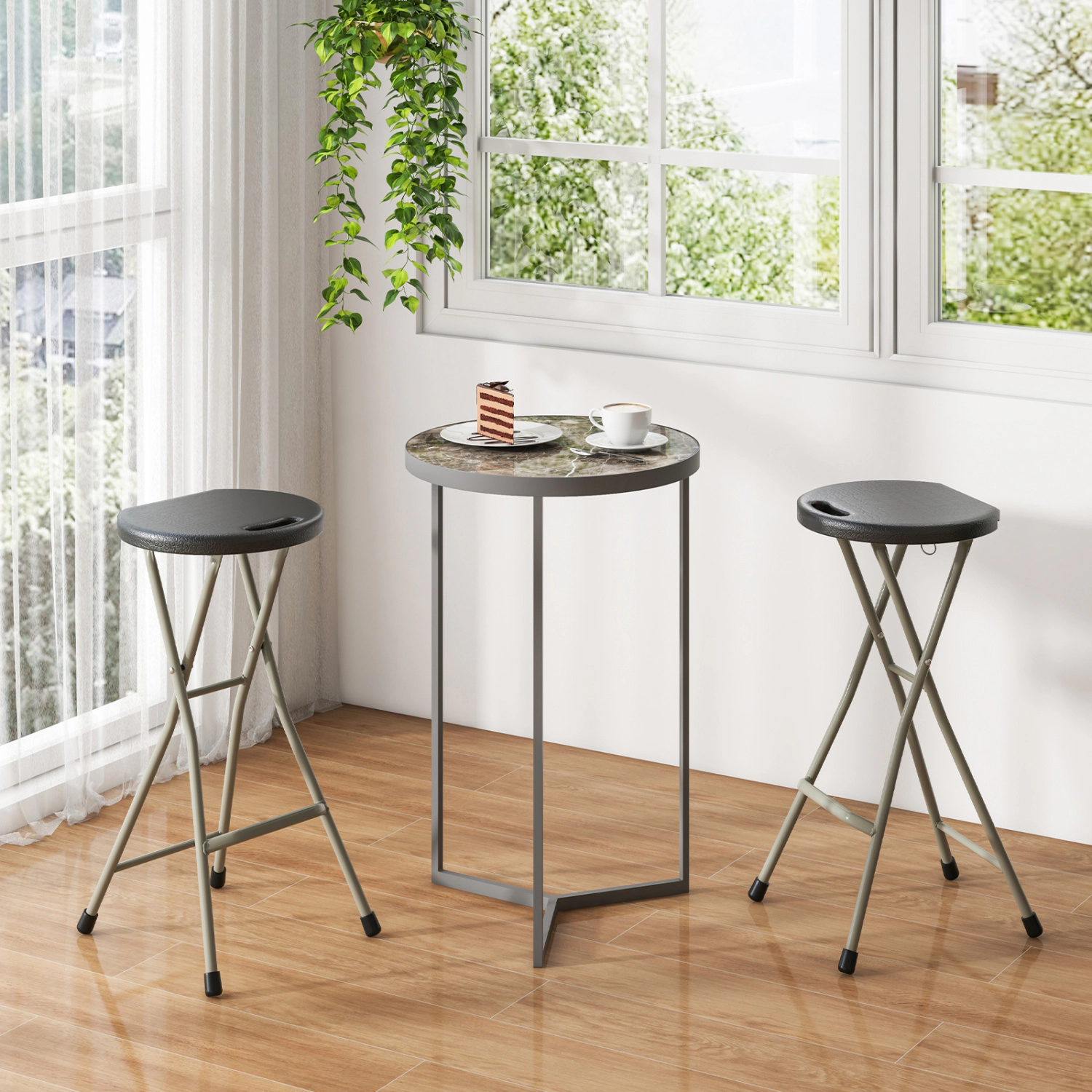 LJG 28 Inch Portable Folding Stools with 330lbs Limited Sturdy Frame