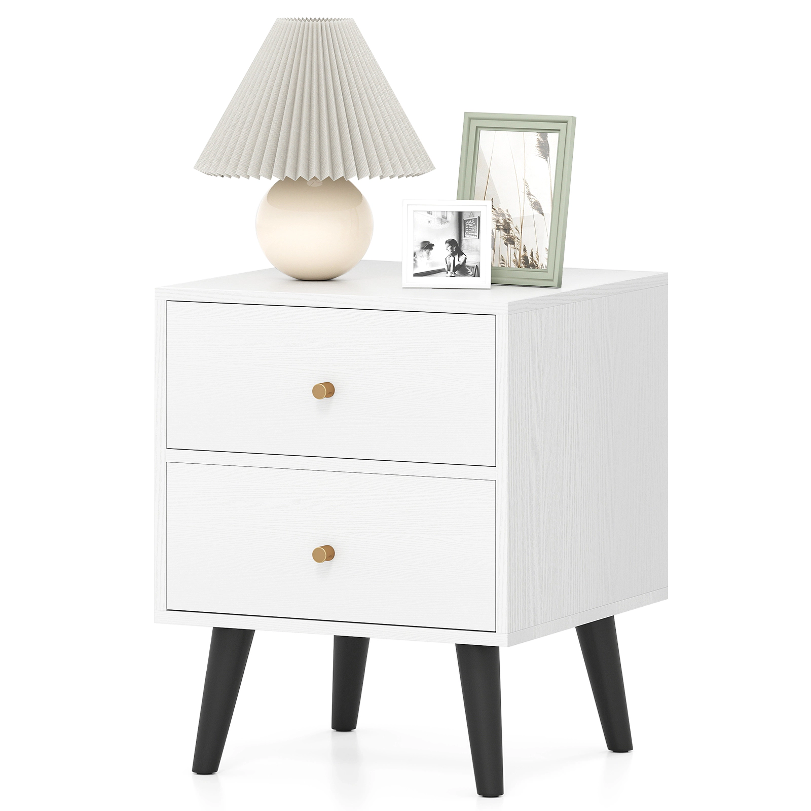 SlickBlue Modern Bedside Table with Two Storage Drawers