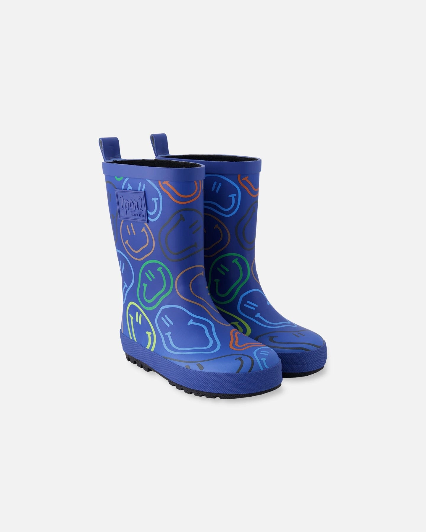 Deux par Deux Boys Rain Boots In Rubber Smiley Print
