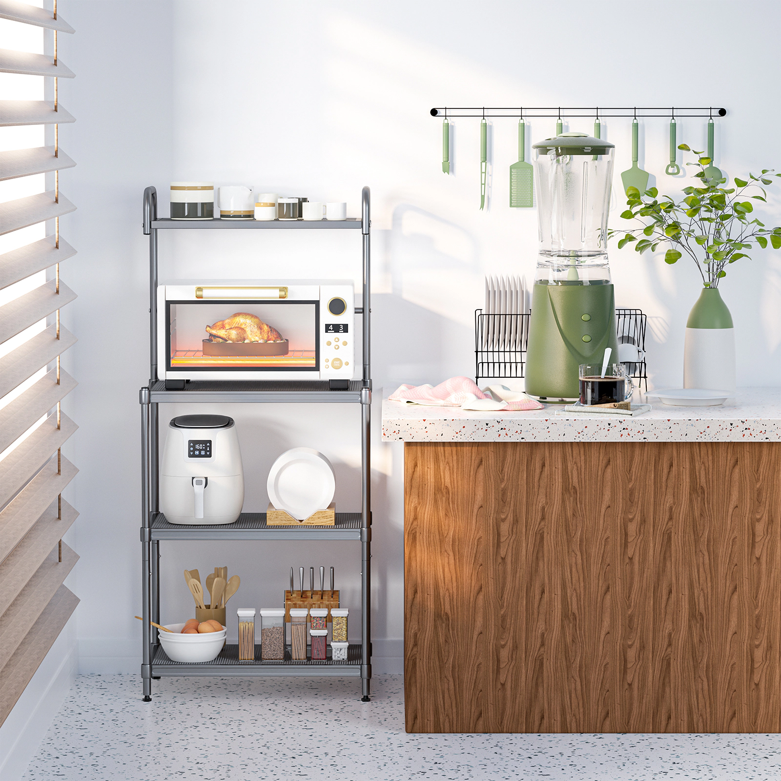 SUGIFT 4-Tier Iron Baker’s Rack Kitchen Storage Shelving Unit 53.5-in Tall 55-lb Shelf Capacity As the Picture Shows
