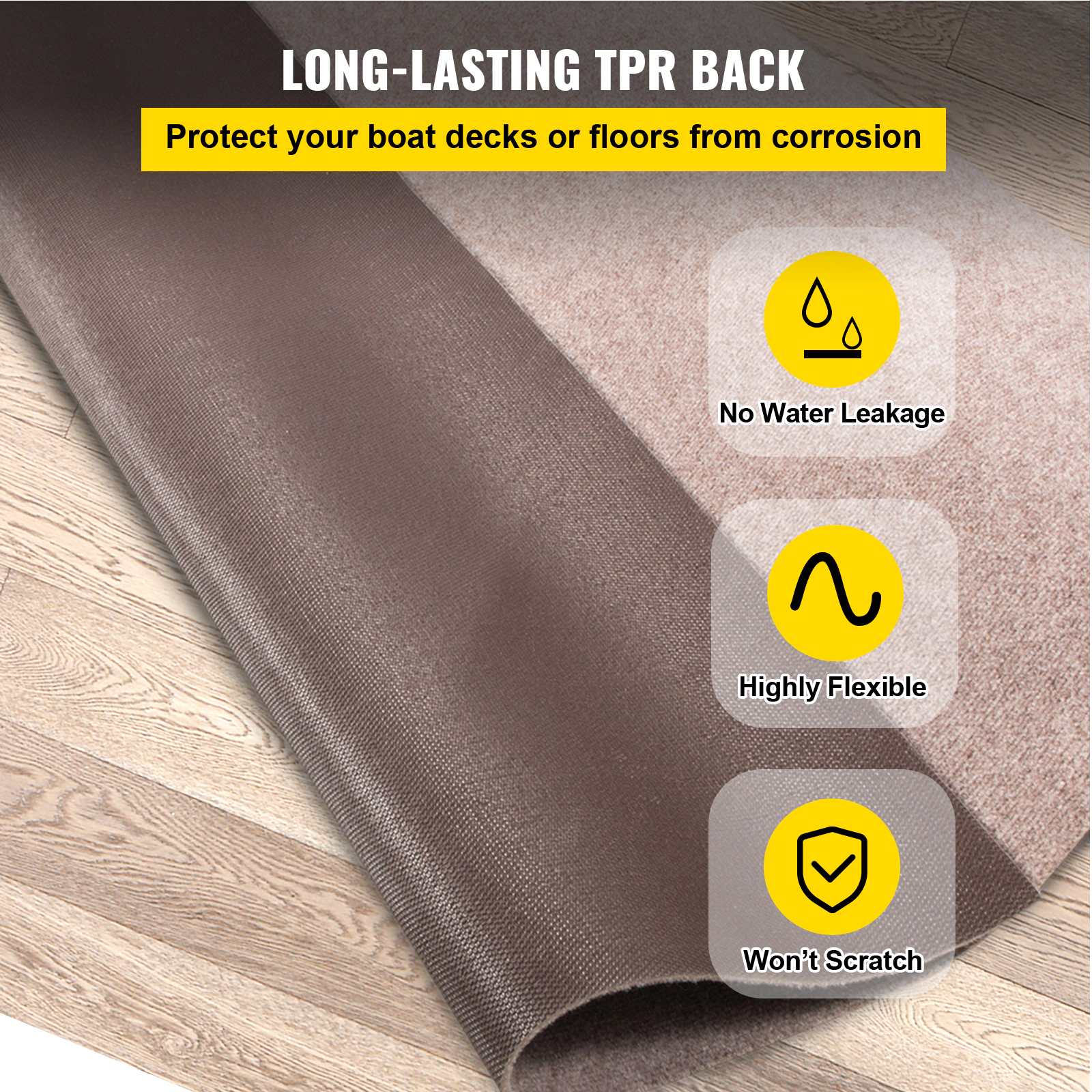 HONGGE Gray Marine Carpet 6 ft Boat Carpet Rugs Indoor Outdoor Rugs for Patio Deck Anti-Slide TPR Water-Proof Back Cut
