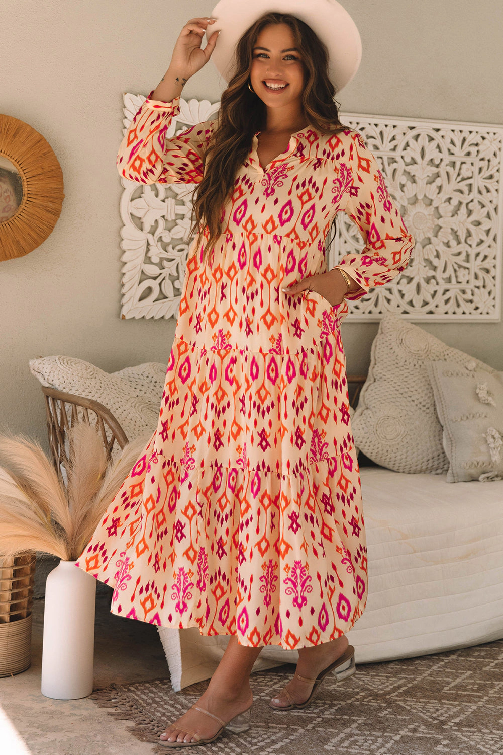 Threaded Pear Women's Marjorie Geometric Printed Maxi Dress