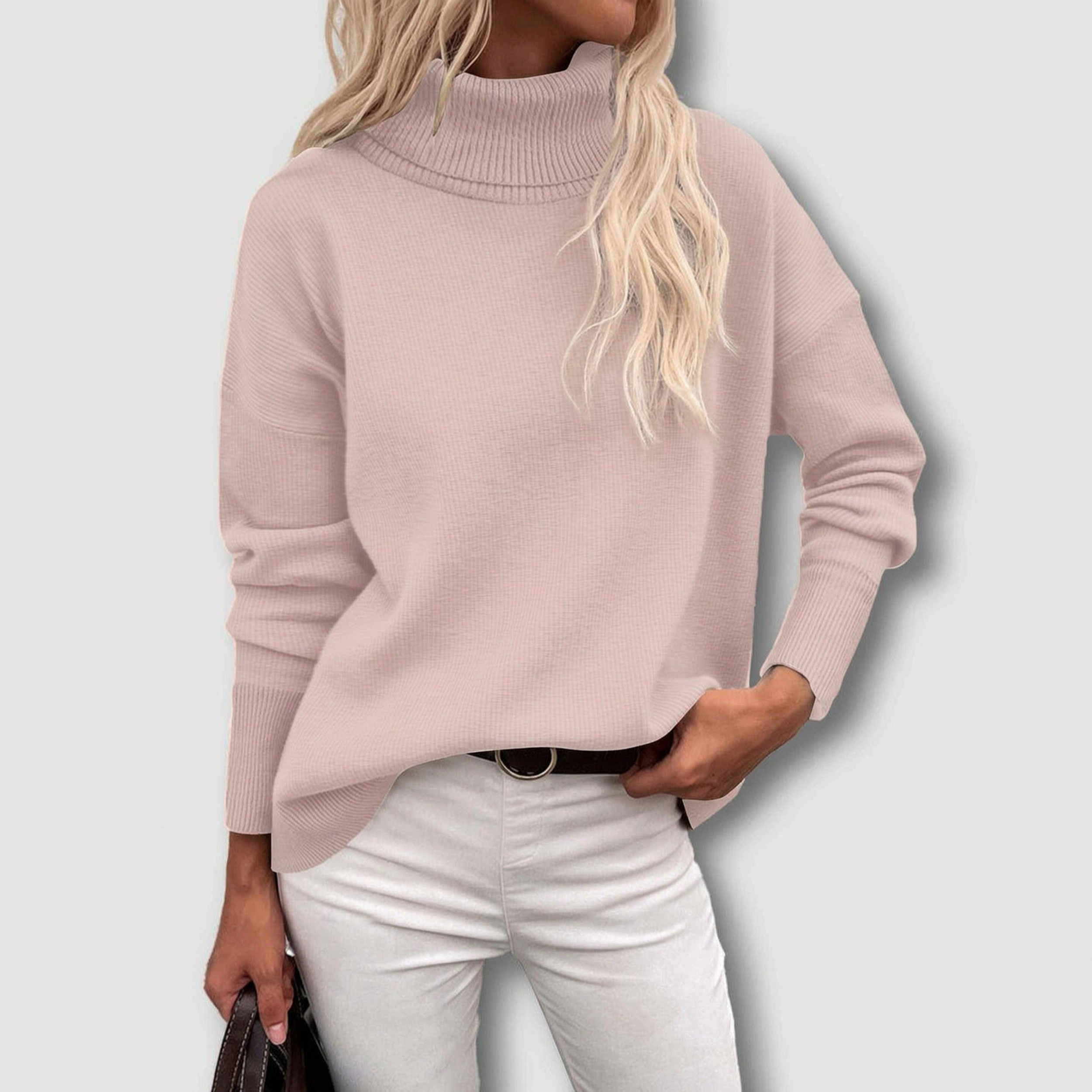 Zeagoo Women's Turtleneck Chunky Knitted High Low Hem Pullover