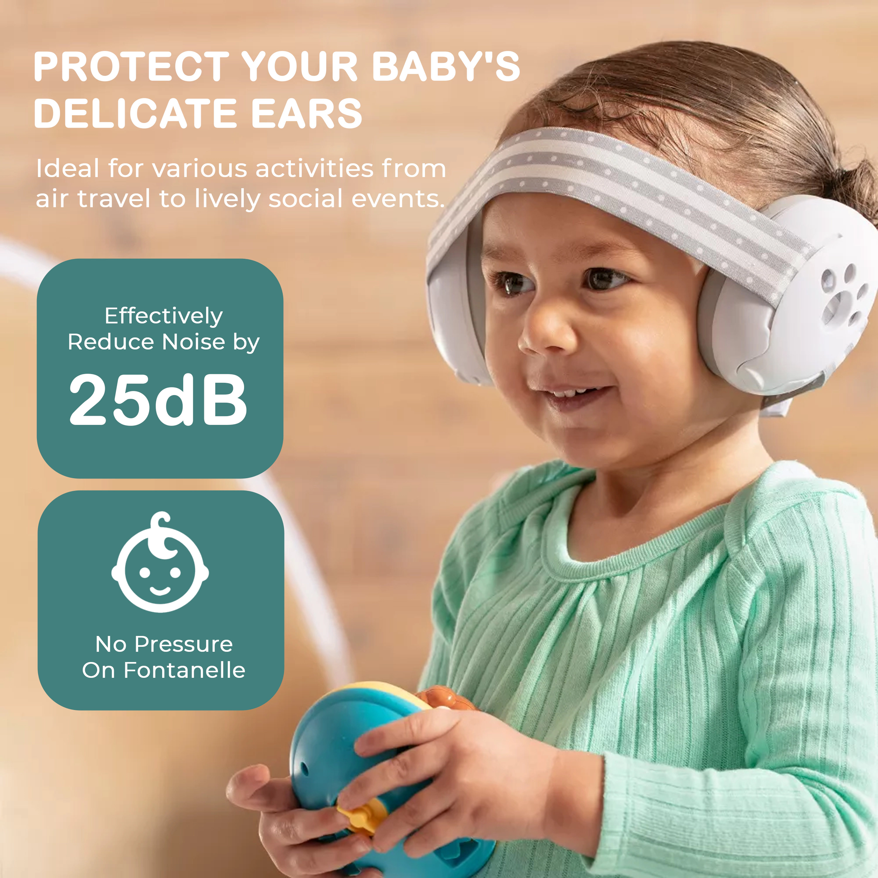 Sperric Baby Earmuffs - Noise Cancelling, Ultra‑Soft Lightweight Ear Protection with Non‑Slip Headband & Travel Bag