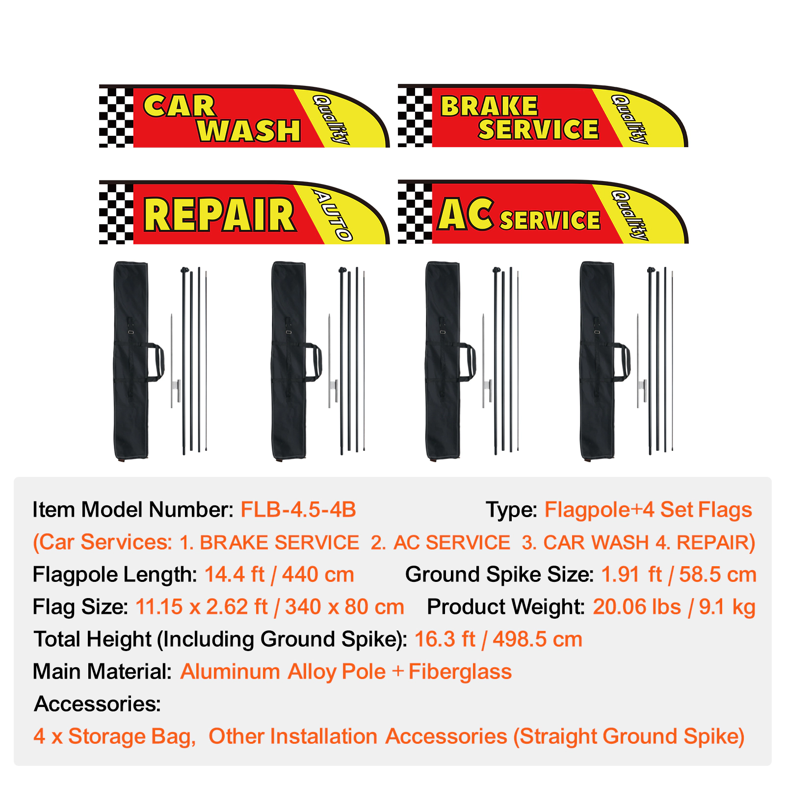 HONGGE Feather Flag Pole Kit Swooper Flag Pole Sign Flag Poles for Business Advertising Flags Outdoor with Ground