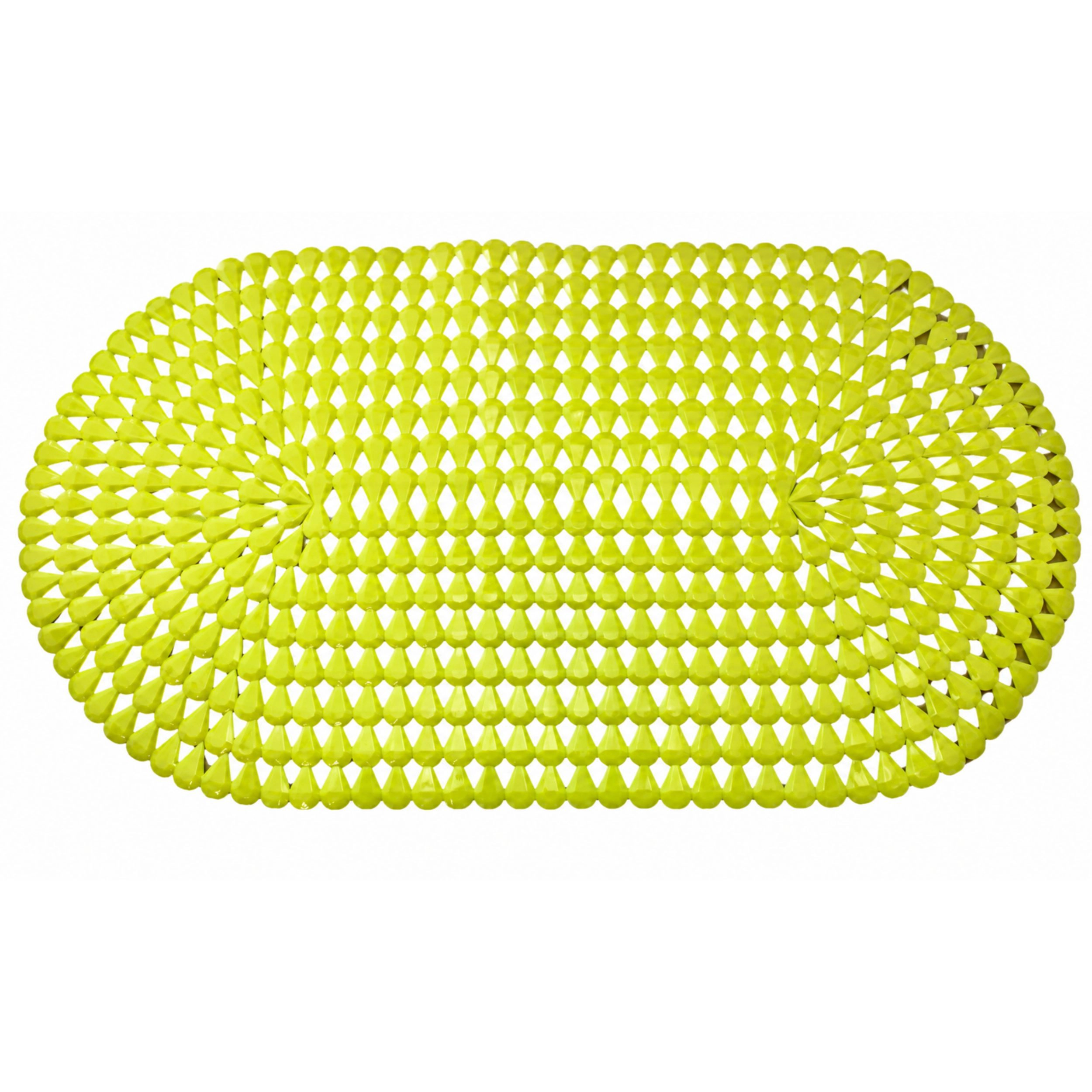 Home Collection Yellow Oval Bath Mat with Suction Cups 27" x 15"