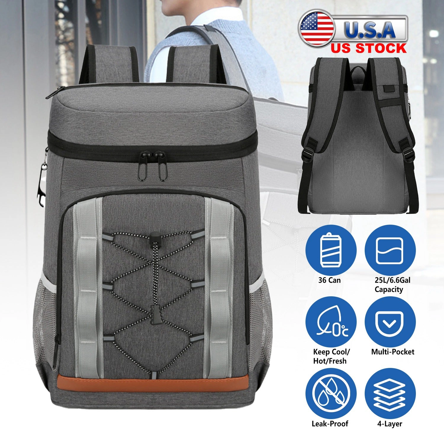 GBruno Insulated 36-Can Cooler Backpack