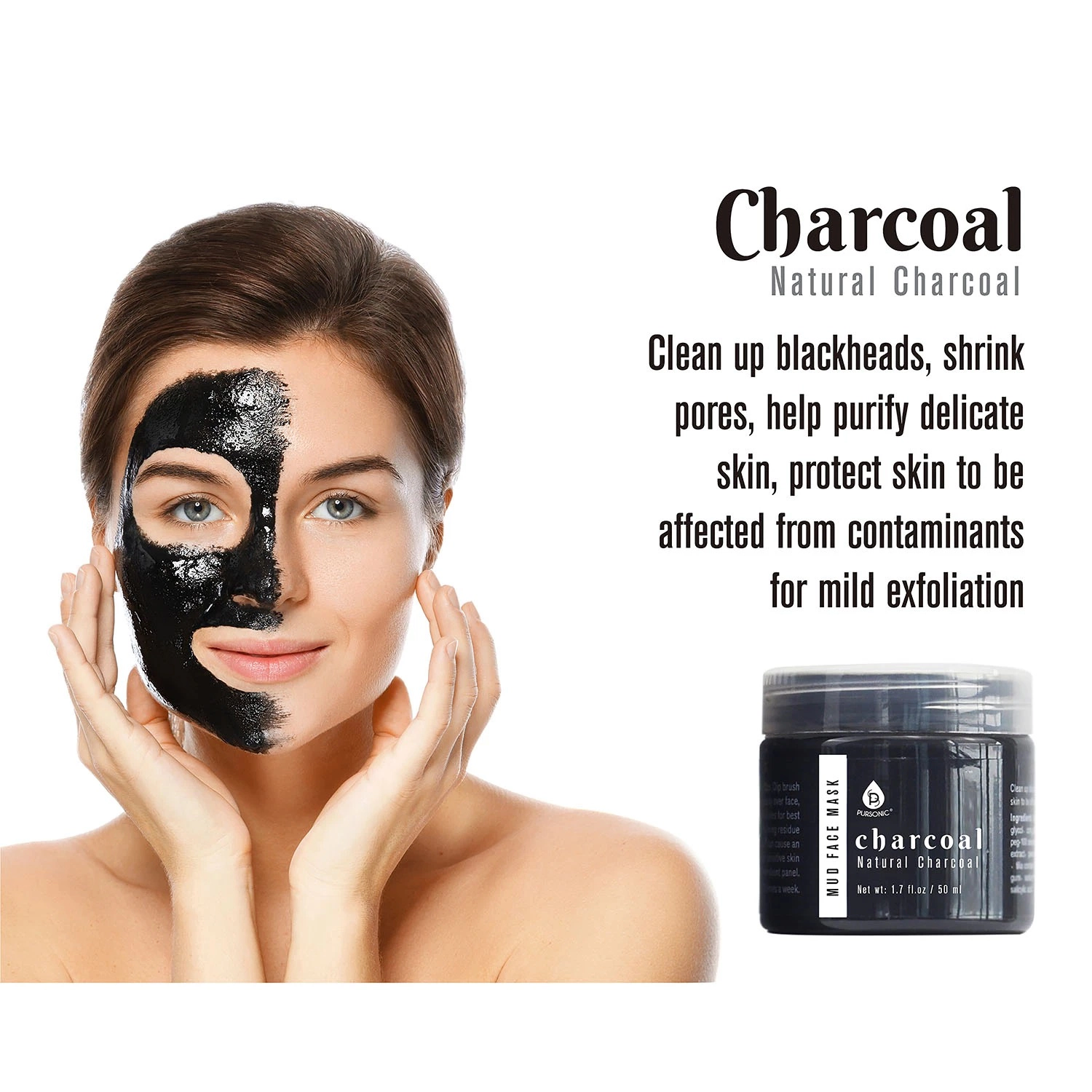 Pursonic Unisex 3-Pack Facial Therapy Cleansing Gel Mud Face Masks with Mask Applicator