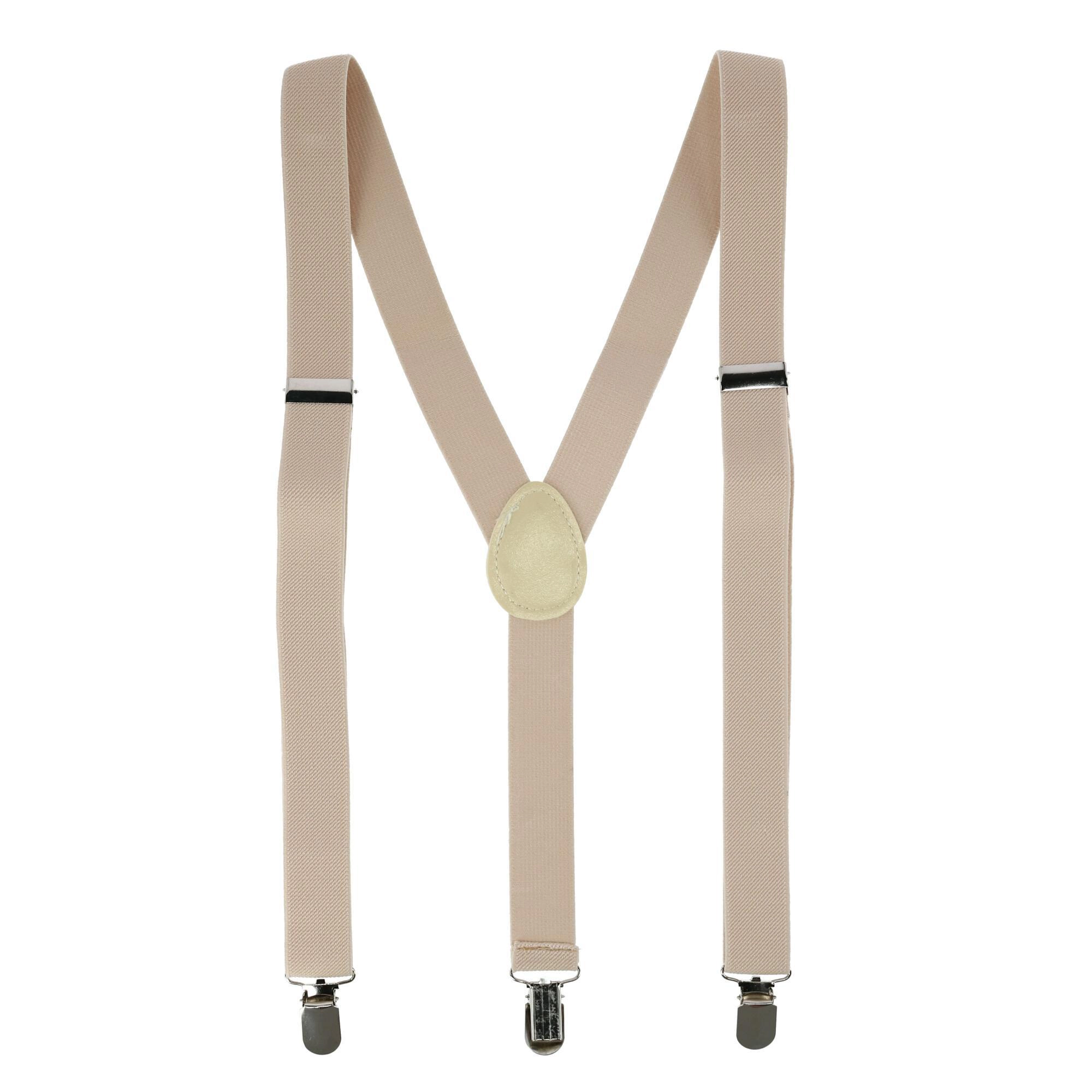 CTM Men's Solid Fashion Color Bow Tie and Suspender Set
