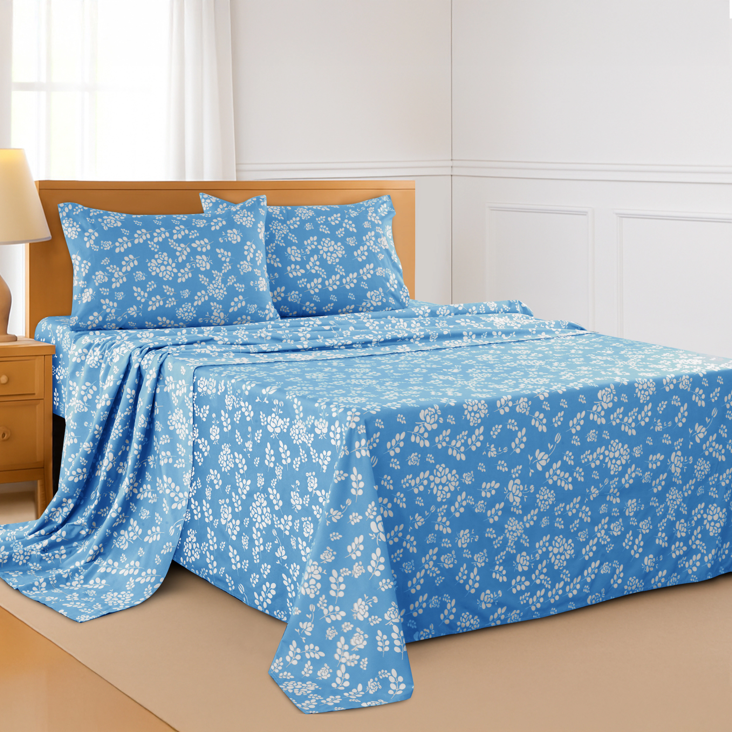 Lux Decor Collection Floral Sheet Set Ultra Soft Deep Pocket Printed Bed Sheets