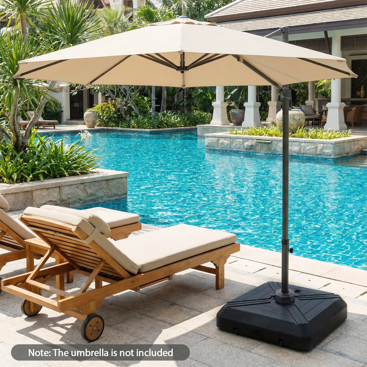 SlickBlue Outdoor Cantilever Umbrella Base with Wheels Water Sand Fillable Patio Stand 32 Inch