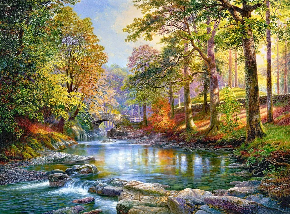 CASTORLAND 3000 Piece Jigsaw Puzzles, Along the River, Forest stream, Relaxing scene, Nature puzzle, C-300532-2