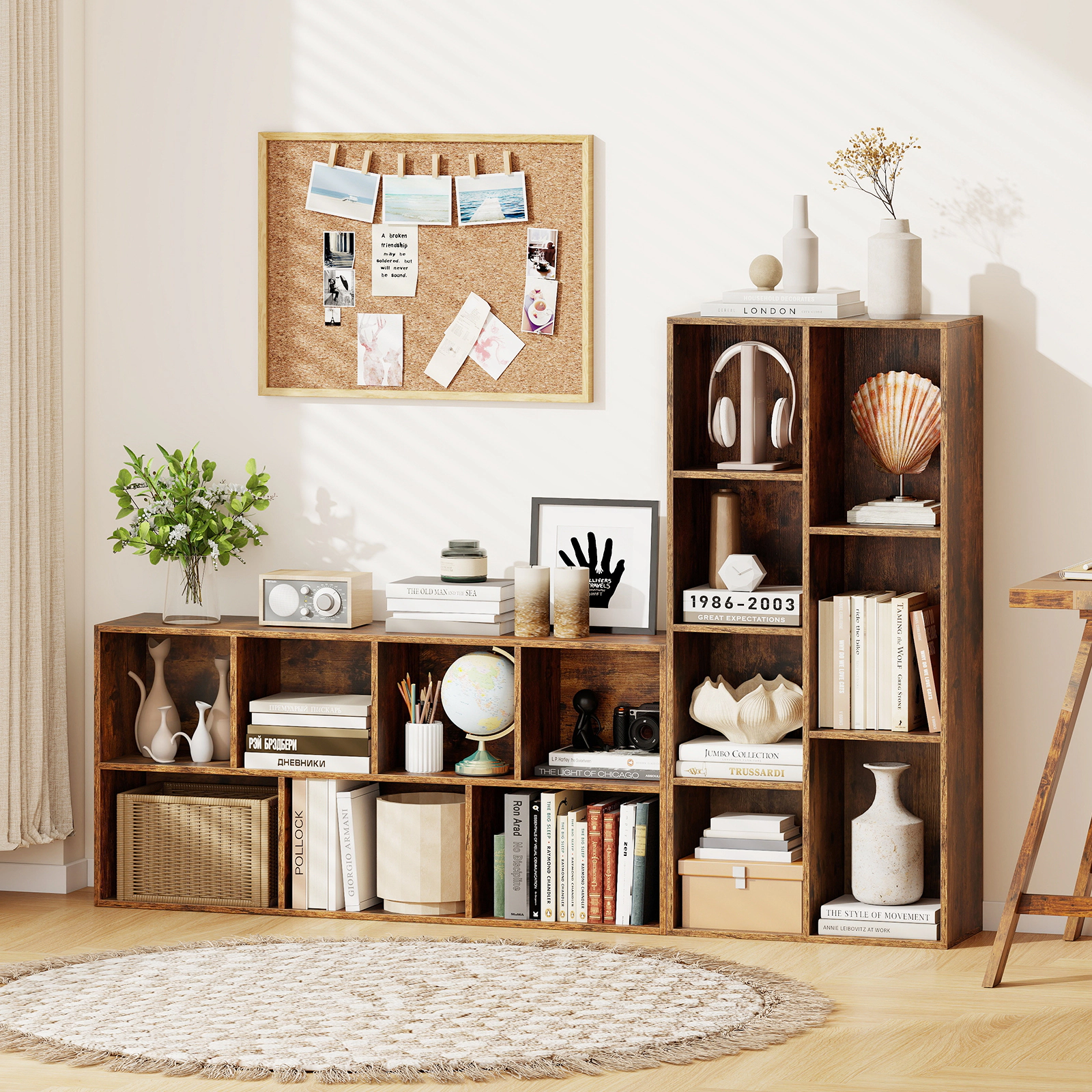 Costway 2PCS 7-Cube Bookcase w/7 Compartments 2 Anti-tipping Kits for Home Office