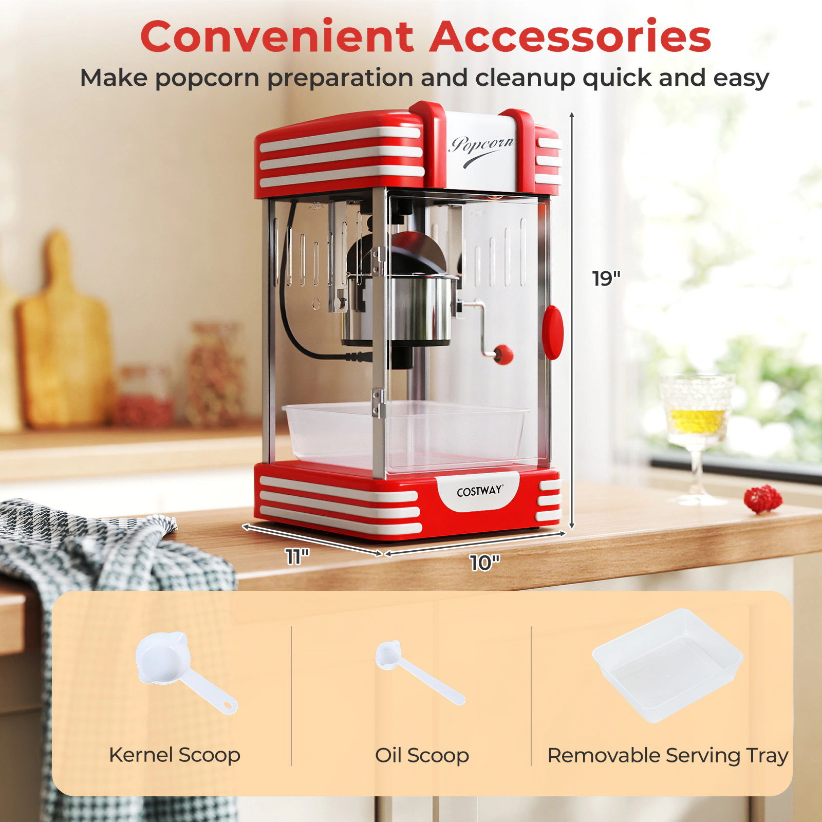 LJG Theater Style Countertop Popcorn Maker with Stainless Steel Kettle