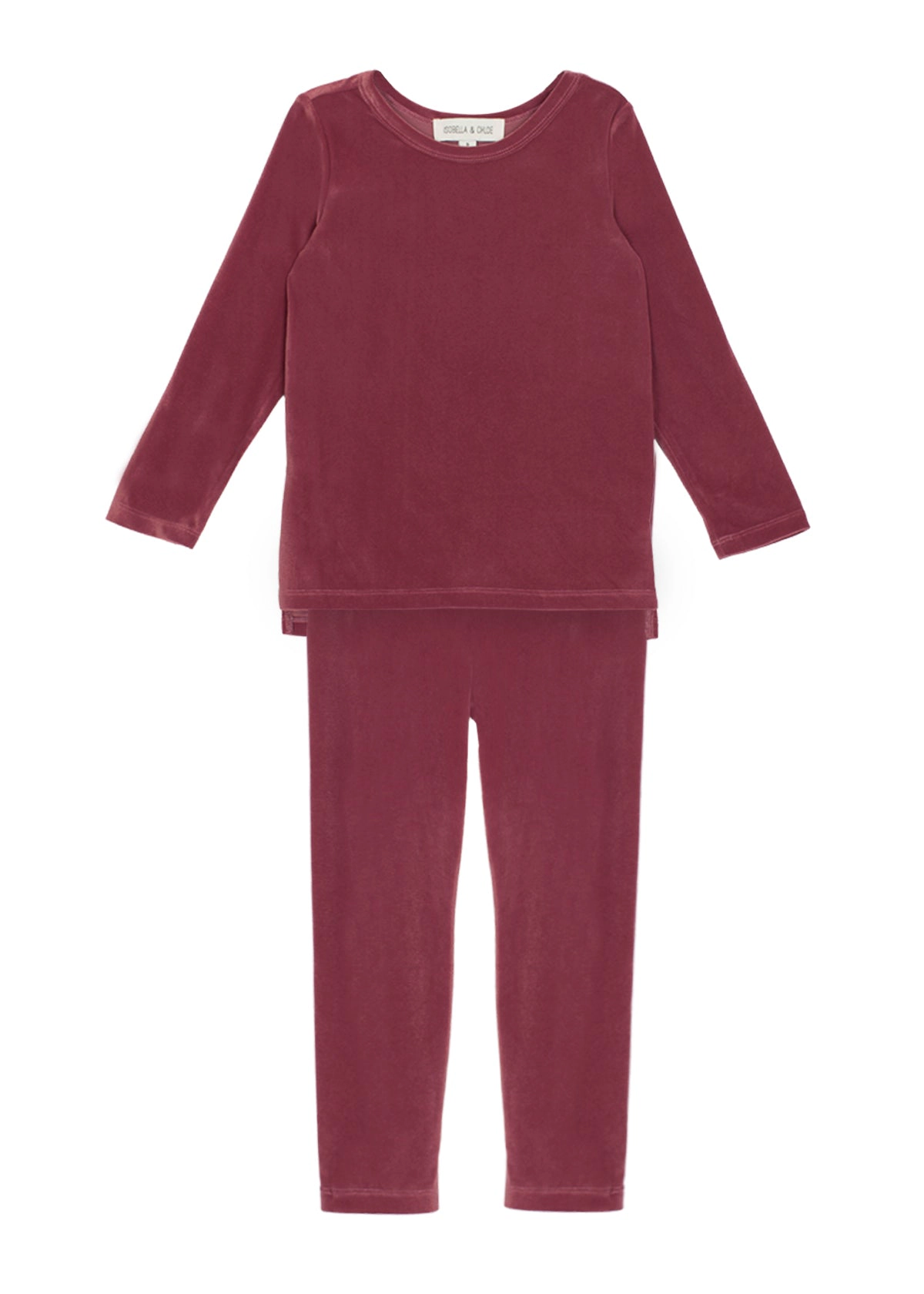 Mabel and Honey Sugar Plum Velour Two-Piece Set Long-Sleeve Top Leggings