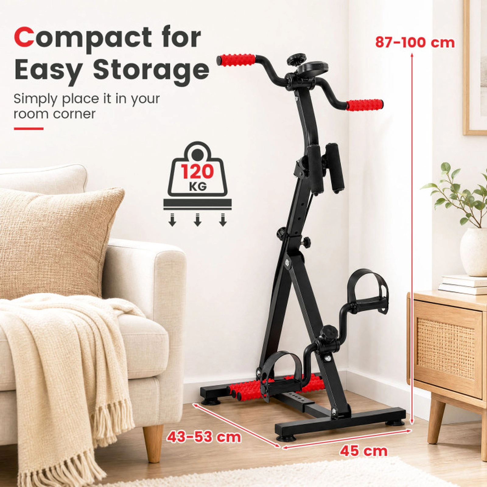 SUGIFT 265-lb Capacity Adjustable Height Pedal Exercise Bike with LCD Monitor Massage Grips and 4-Hole Foot Straps