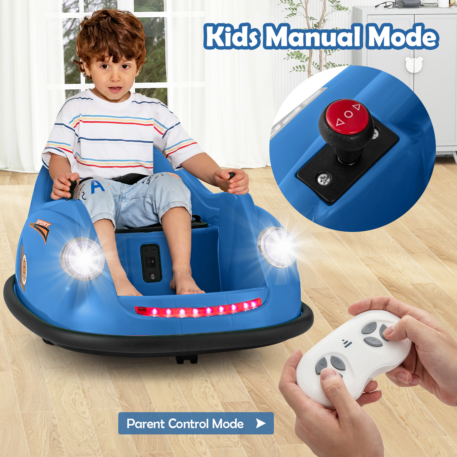 Hivvago 12V Electric Kids Ride on Bumper Car Battery Powered Bumping Car with Remote Control-Navy