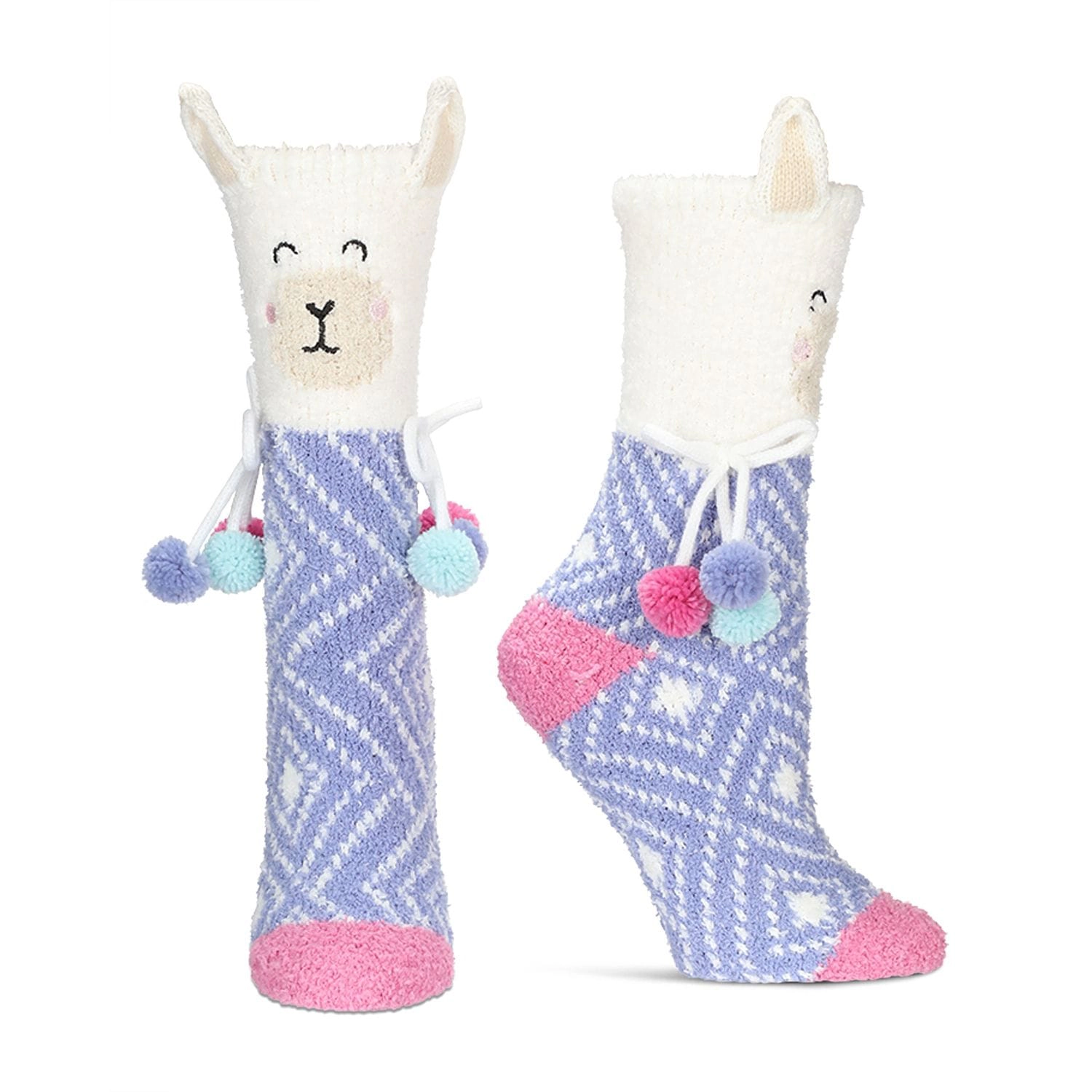 MeMoi Women's Llama Embellished Critter Plush Crew Socks