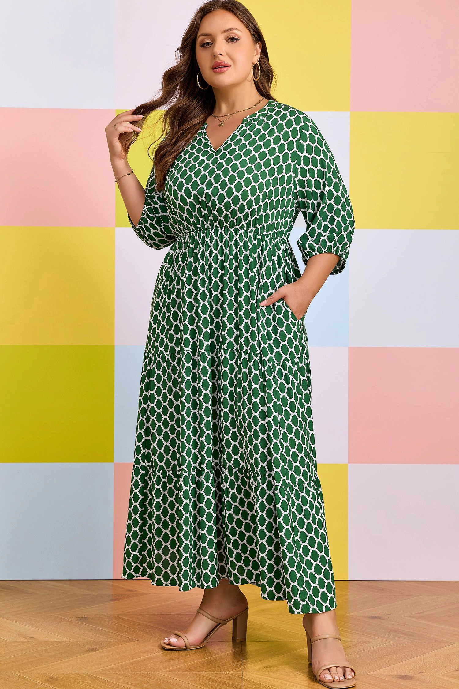 Threaded Pear Johanna Ruffle Hem Casual PLUS Dress